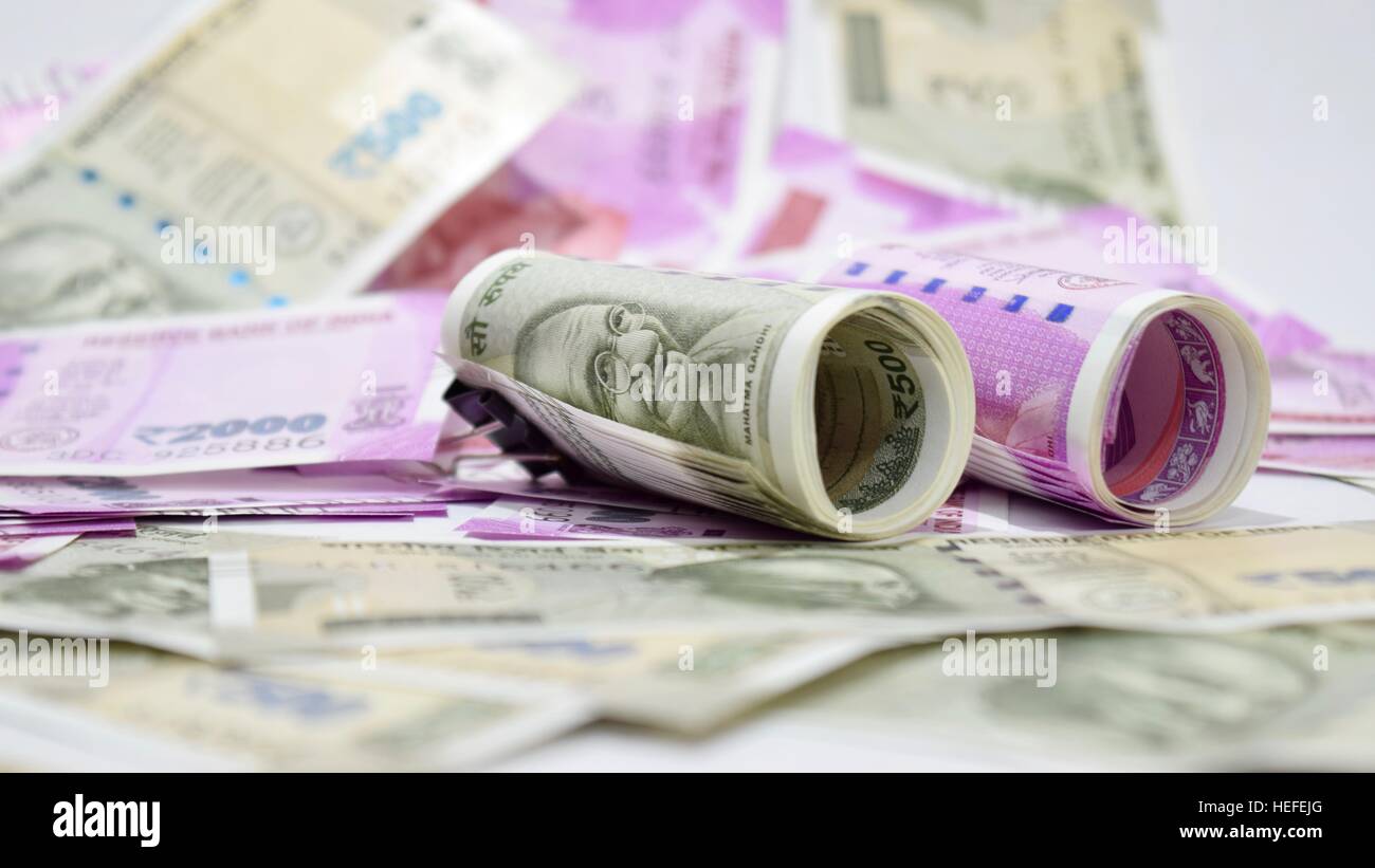 Nuovo indiano valuta della carta Foto Stock
