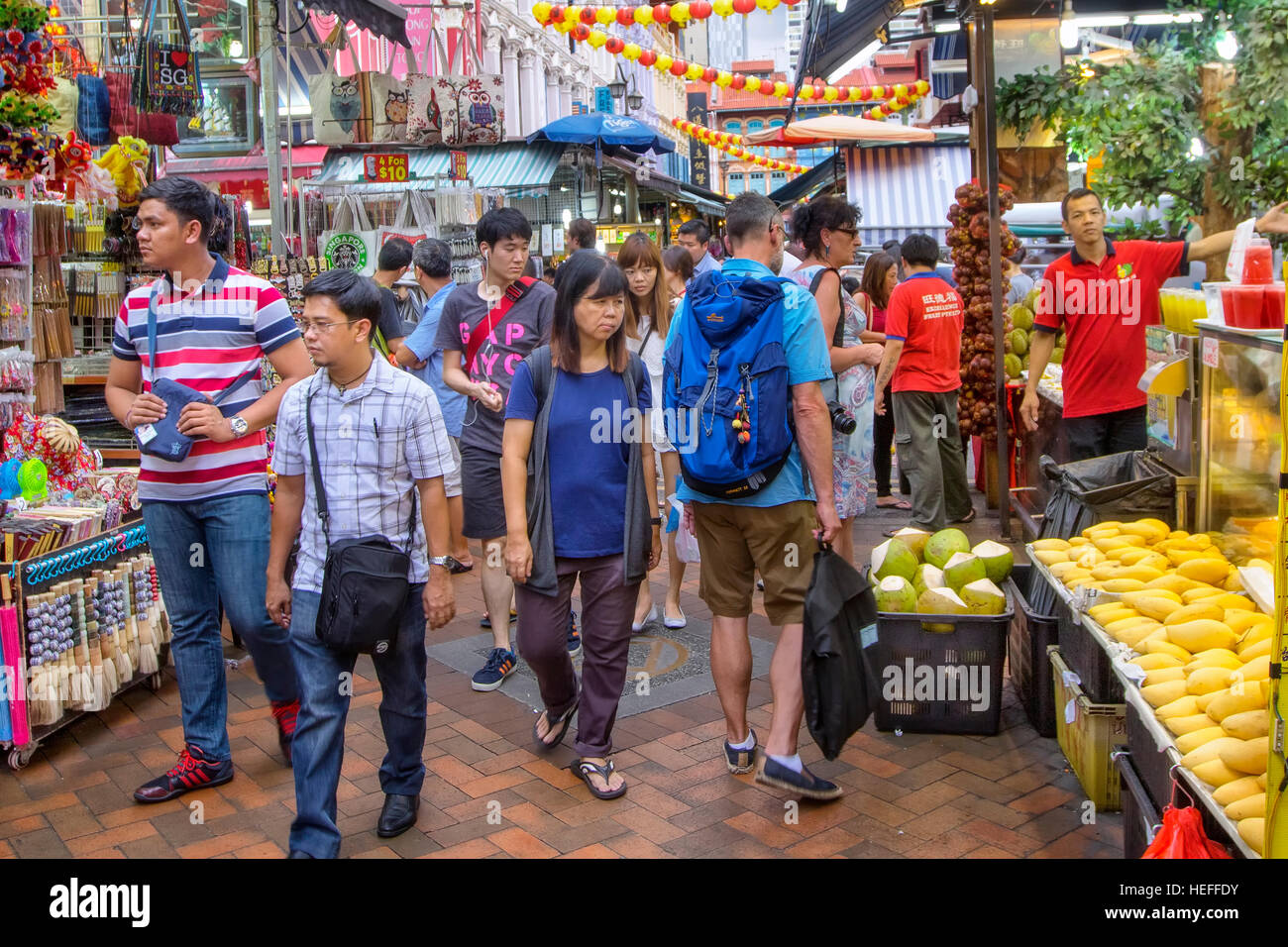 Bancarelle e botteghe in Chinatown, Singapore Foto Stock