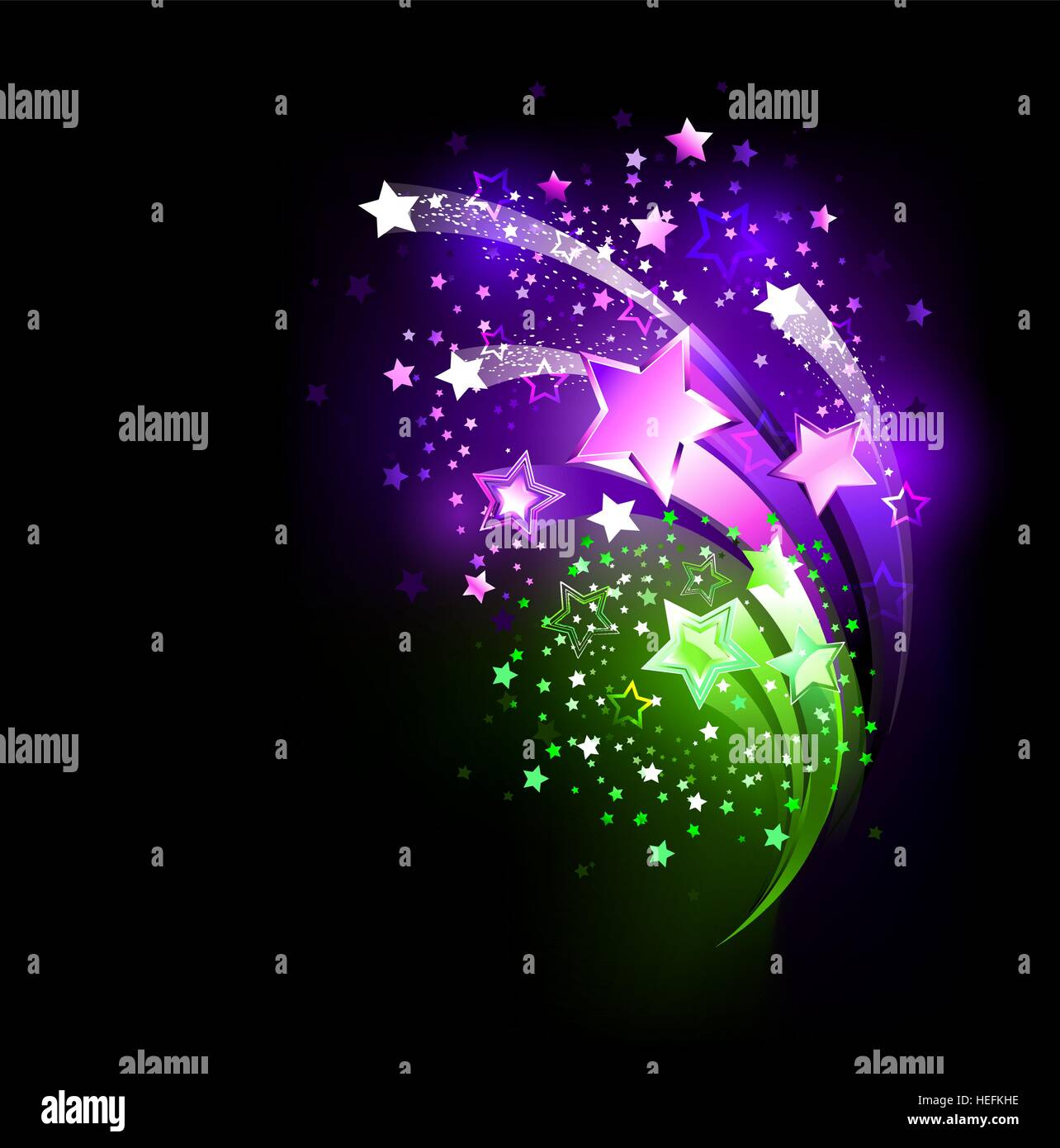 Fuochi d'artificio viola e verde su sfondo nero Illustrazione Vettoriale