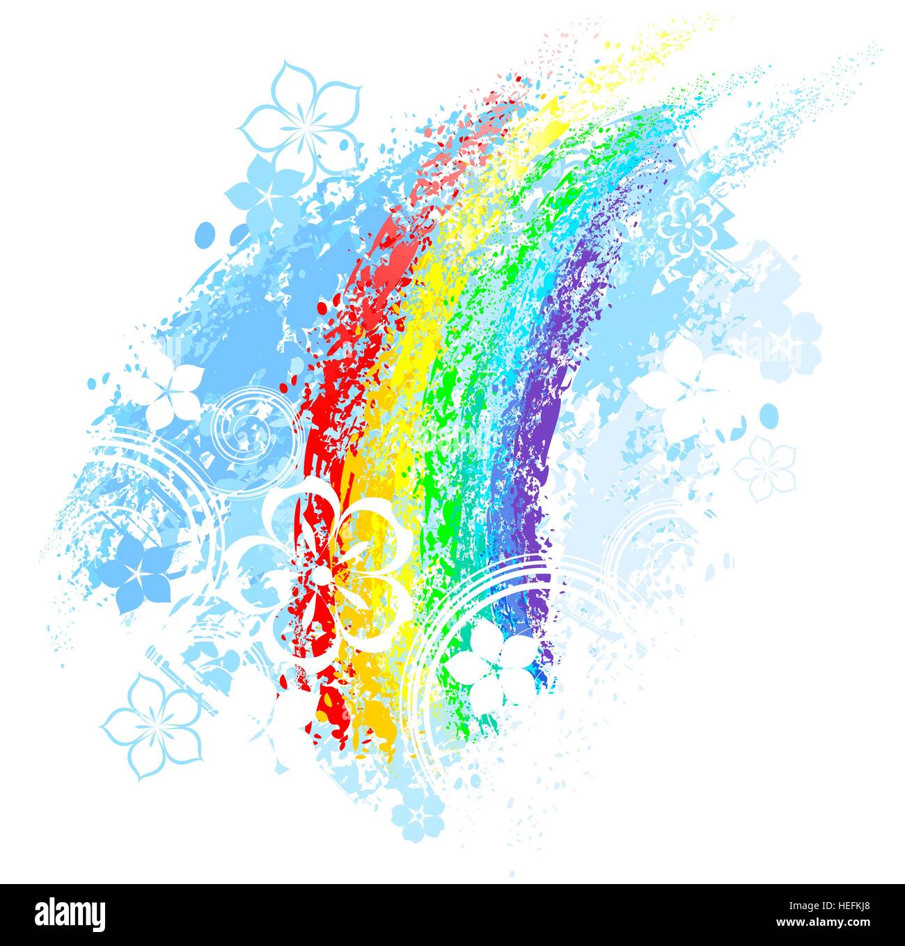 Rainbow dipinte con gesso colorato su uno sfondo bianco. Illustrazione Vettoriale