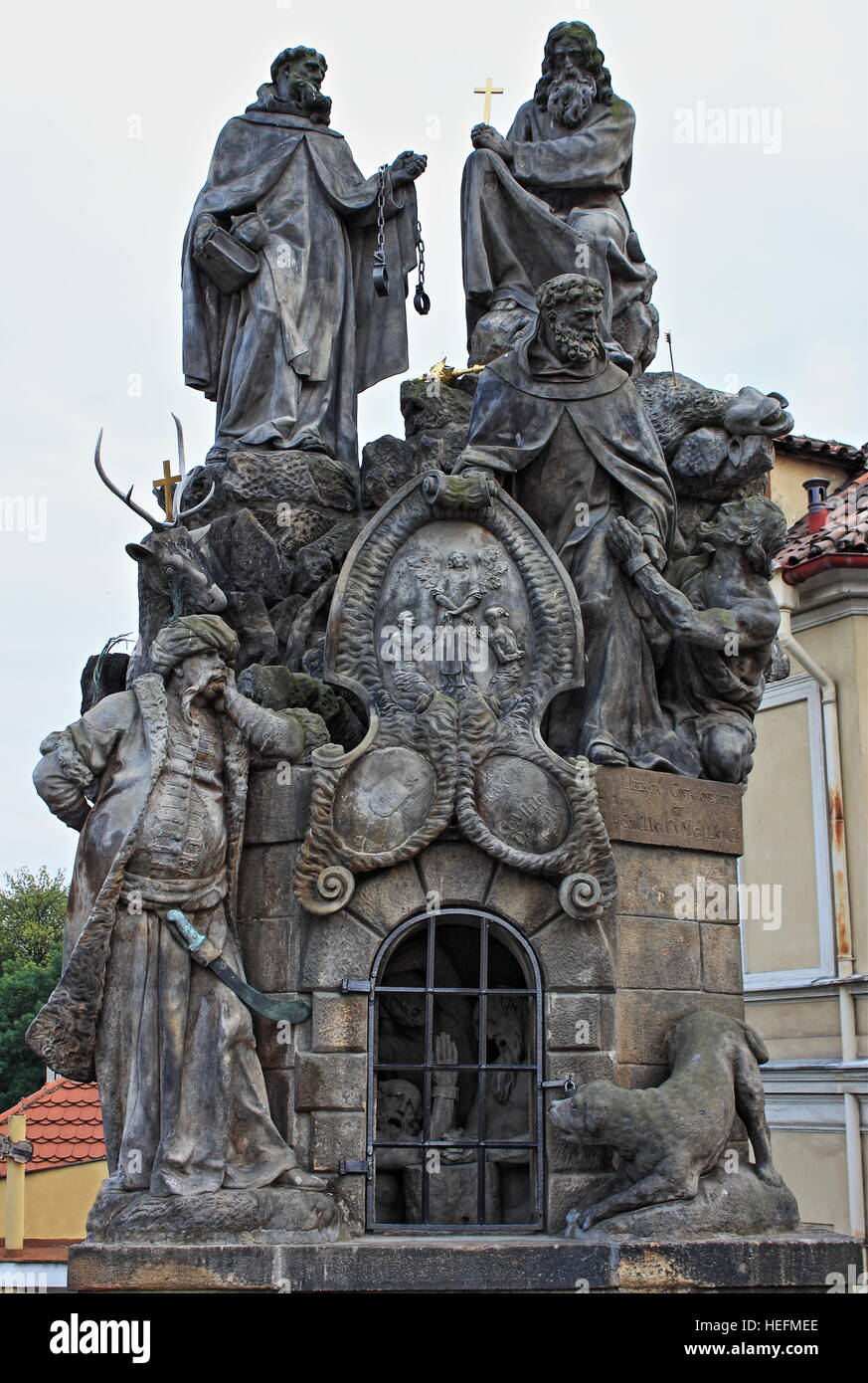 Statue di San Giovanni di Matha, San Felice de Valois e San Ivan a Praga, Repubblica Ceca Foto Stock