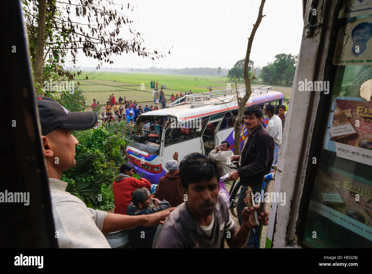 Noapra: Bus passa incidente bus, incidente stradale, Khulna Division, Bangladesh Foto Stock