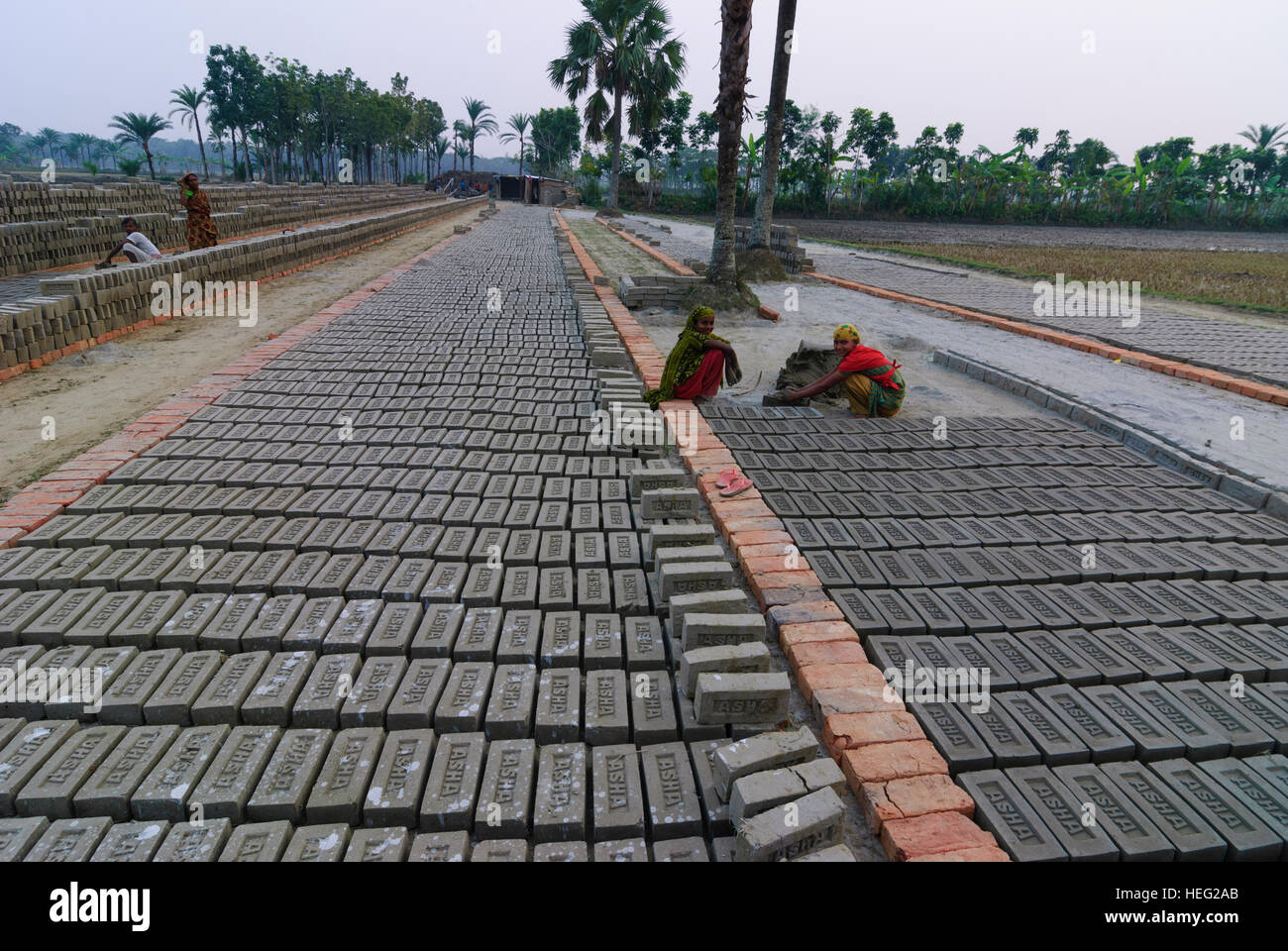 Noapra: muratura; forme di mattoni, Khulna Division, Bangladesh Foto Stock
