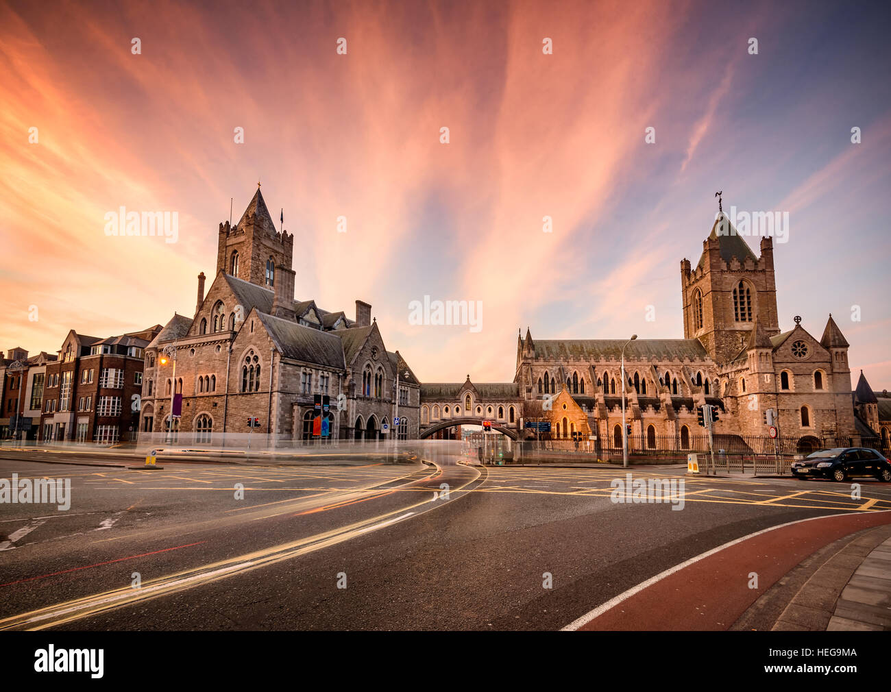 La cattedrale di Christ Church è la cattedrale della diocesi unita di Dublino ,l'Irlanda ed è il più anziano della città capitale. Foto Stock