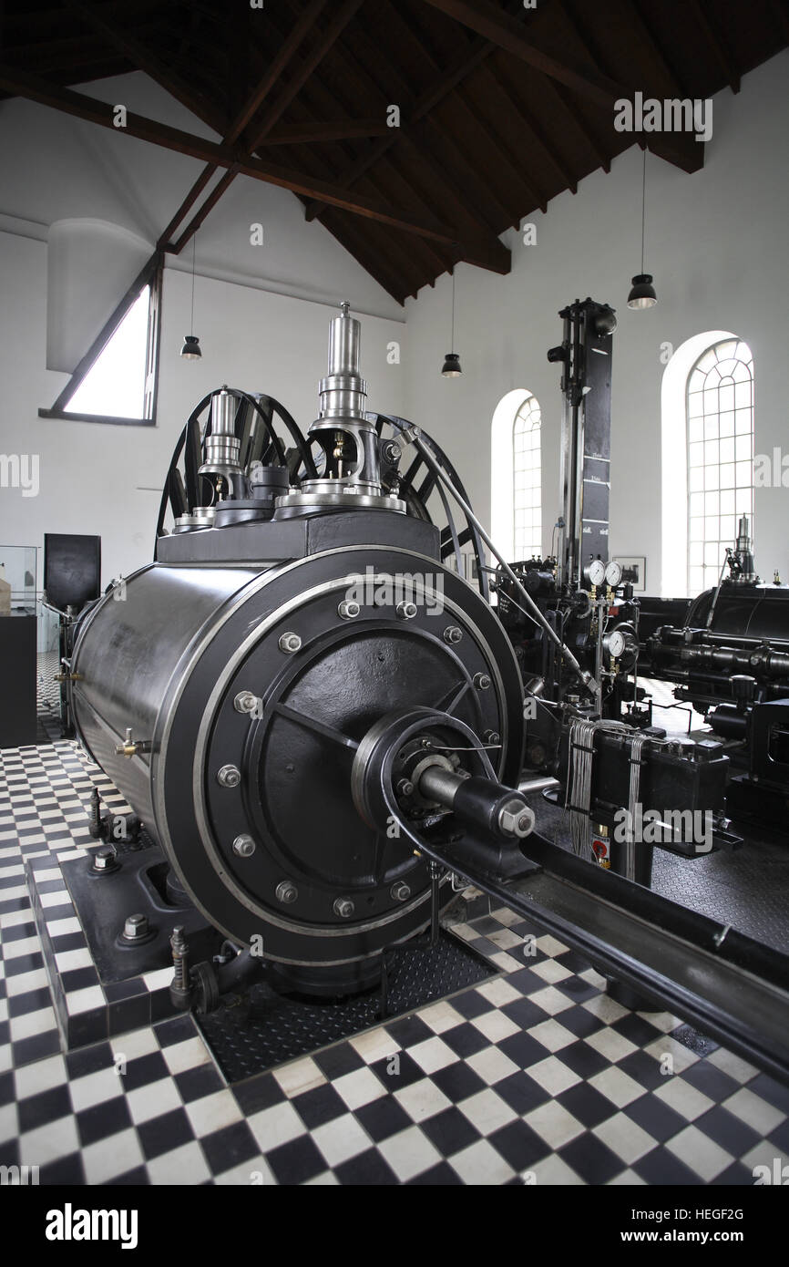 Germania, Witten, Vestfalia museo industria Zeche Nachtigall, motore hall, uno dei più antichi motori a vapore della regione della Ruhr Foto Stock