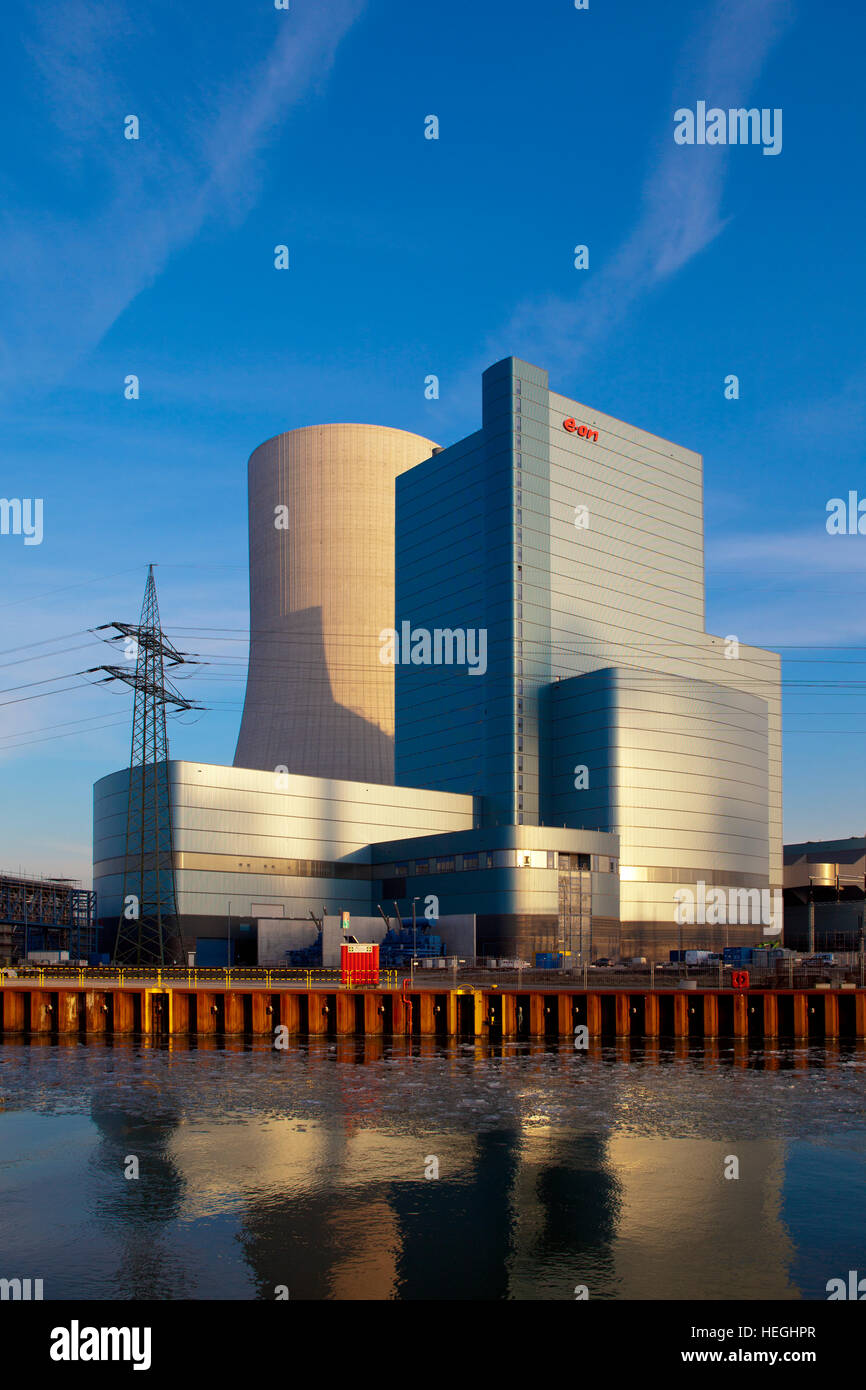 Germania, E.ON hard coal power station Datteln 4, Dortmund-Ems-Canal. Foto Stock