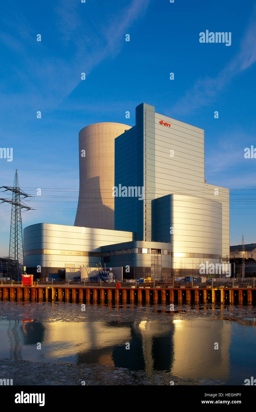 Germania, E.ON hard coal power station Datteln 4, Dortmund-Ems-Canal. Foto Stock
