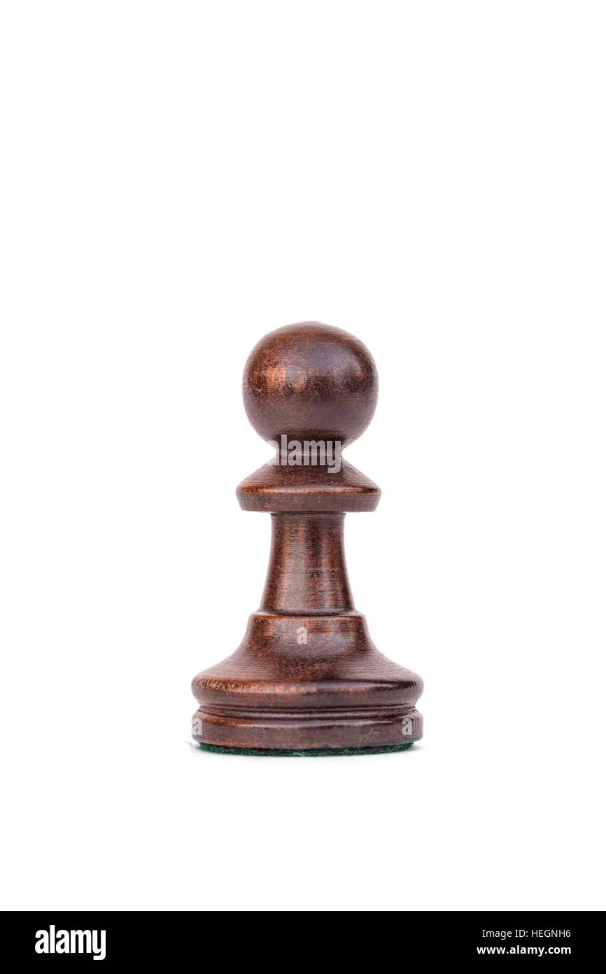 Legno di bosso pedone nero pezzo degli scacchi isolato Foto Stock