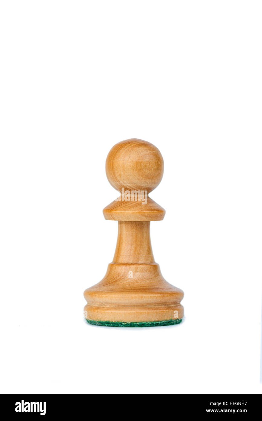 Legno di bosso pedone bianco Profilo pezzo degli scacchi isolato Foto Stock