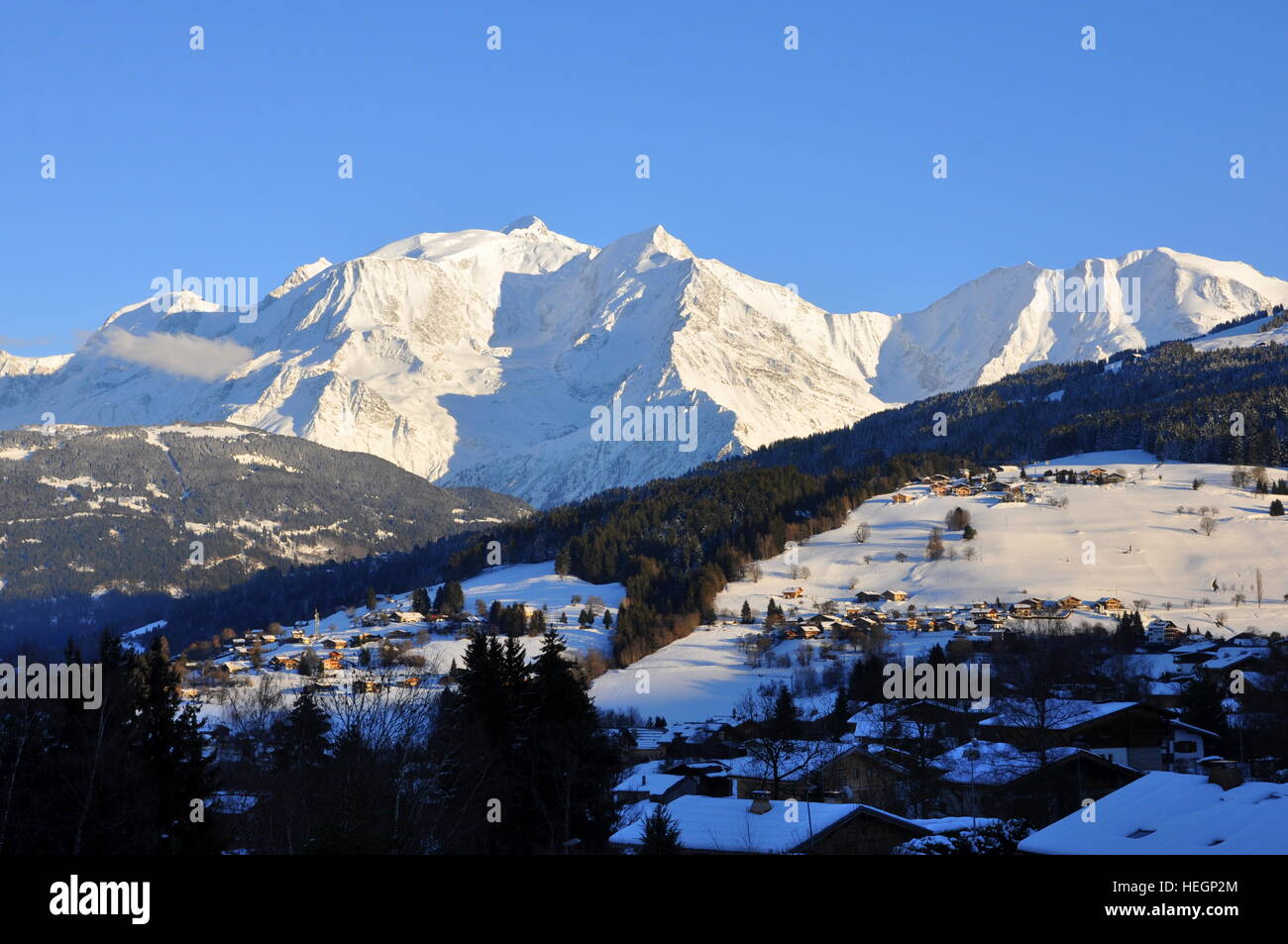 Mont Blanc mountain, Chamonix, Alpi Foto Stock