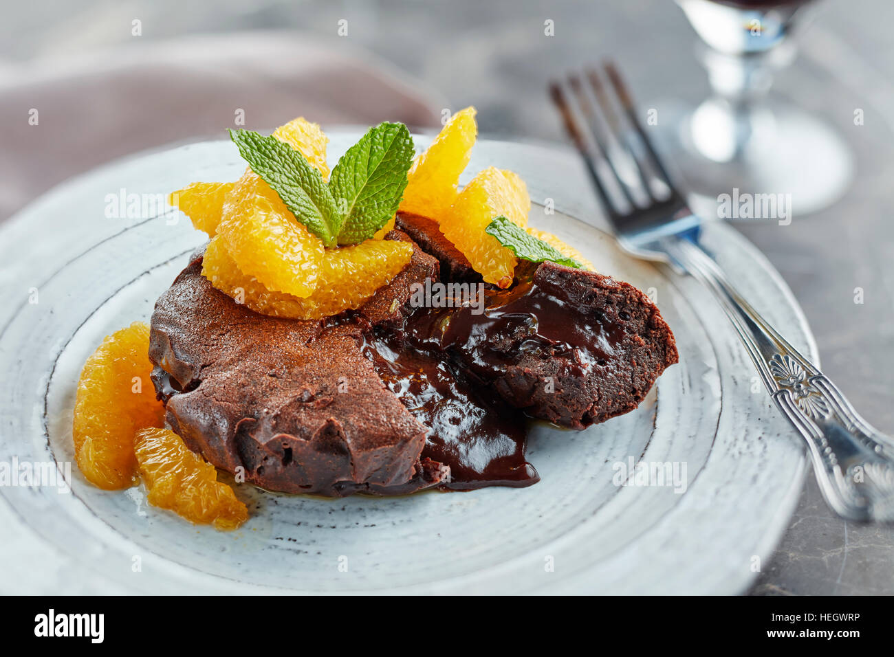 cioccolato fondente frutta Foto Stock