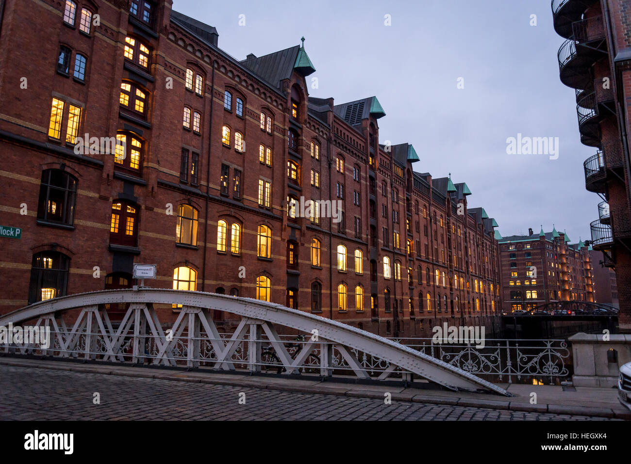 Speicherstadt warehouse district, Amburgo, Germania Foto Stock