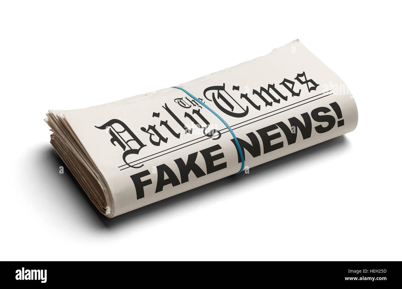 Fake News nel quotidiano volte isolato su sfondo bianco. Foto Stock