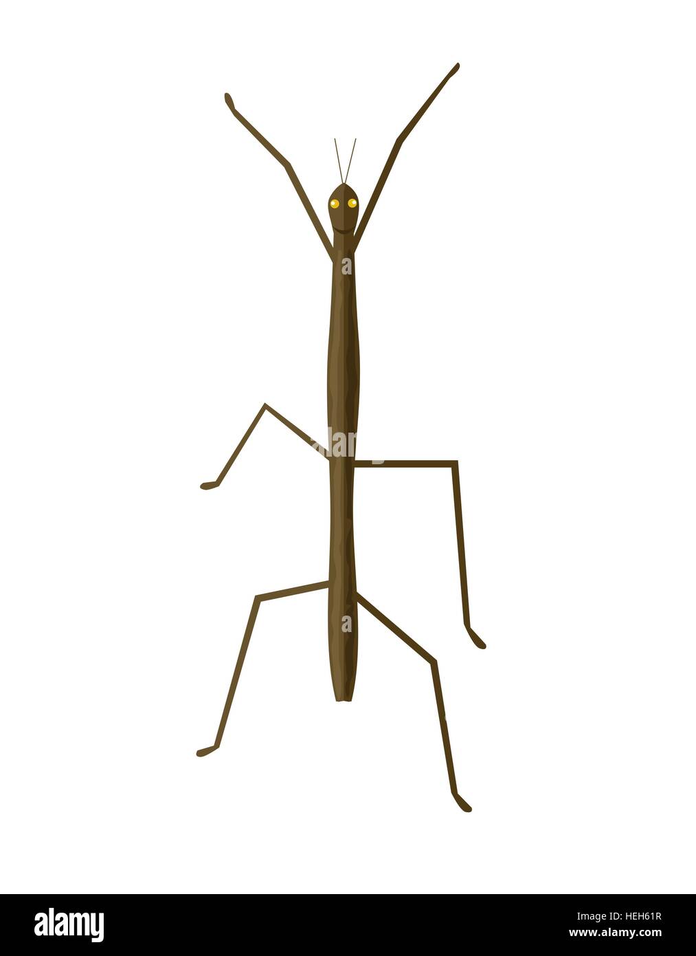 Stick insetto o icona fasmidi. Stick di insetti o di fasmidi fantasma o insetti o bastoni isolato su bianco. Stick-bug Illustrazione Vettoriale