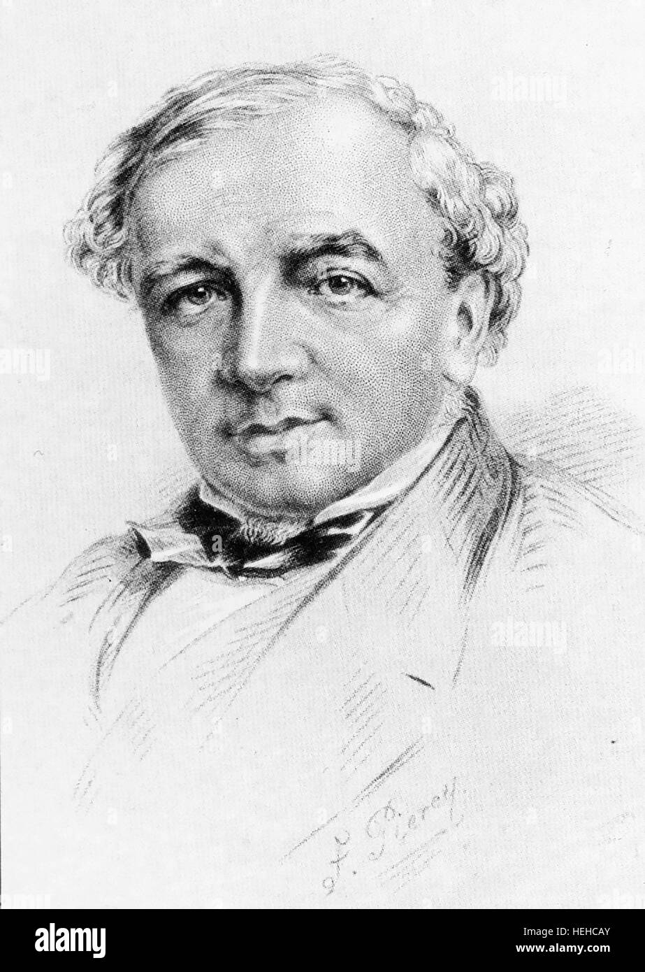 THOMAS BRASSEY (1805-1870) inglese ingegneria civile contraente il cui lavoro coperto le ferrovie, piroscafi,mine e parti di Londra il sistema fognario. Incisione da disegno da Federico Piercy circa 1850 Foto Stock