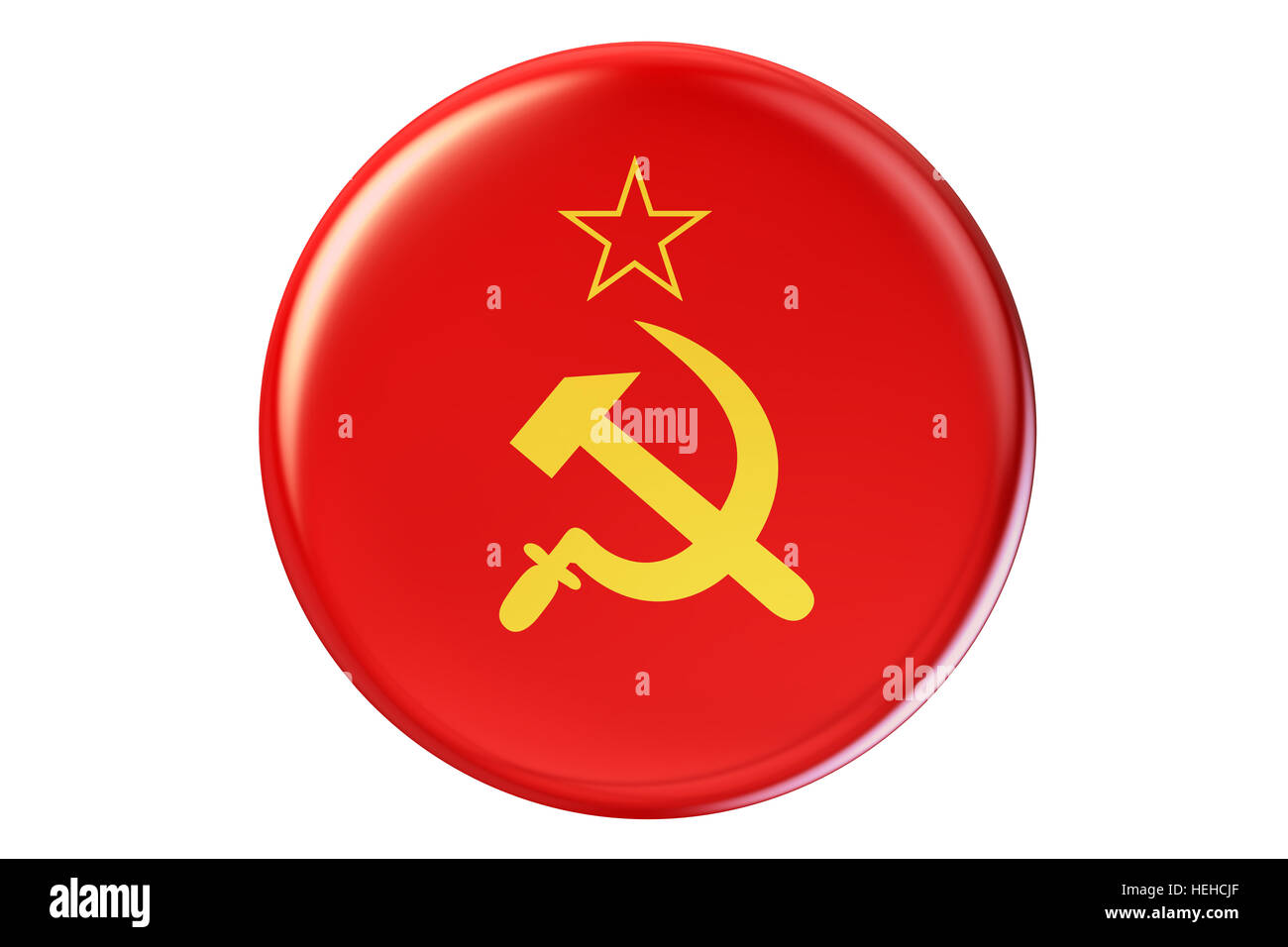 Il badge con bandiera di URSS, rendering 3D isolati su sfondo bianco Foto Stock