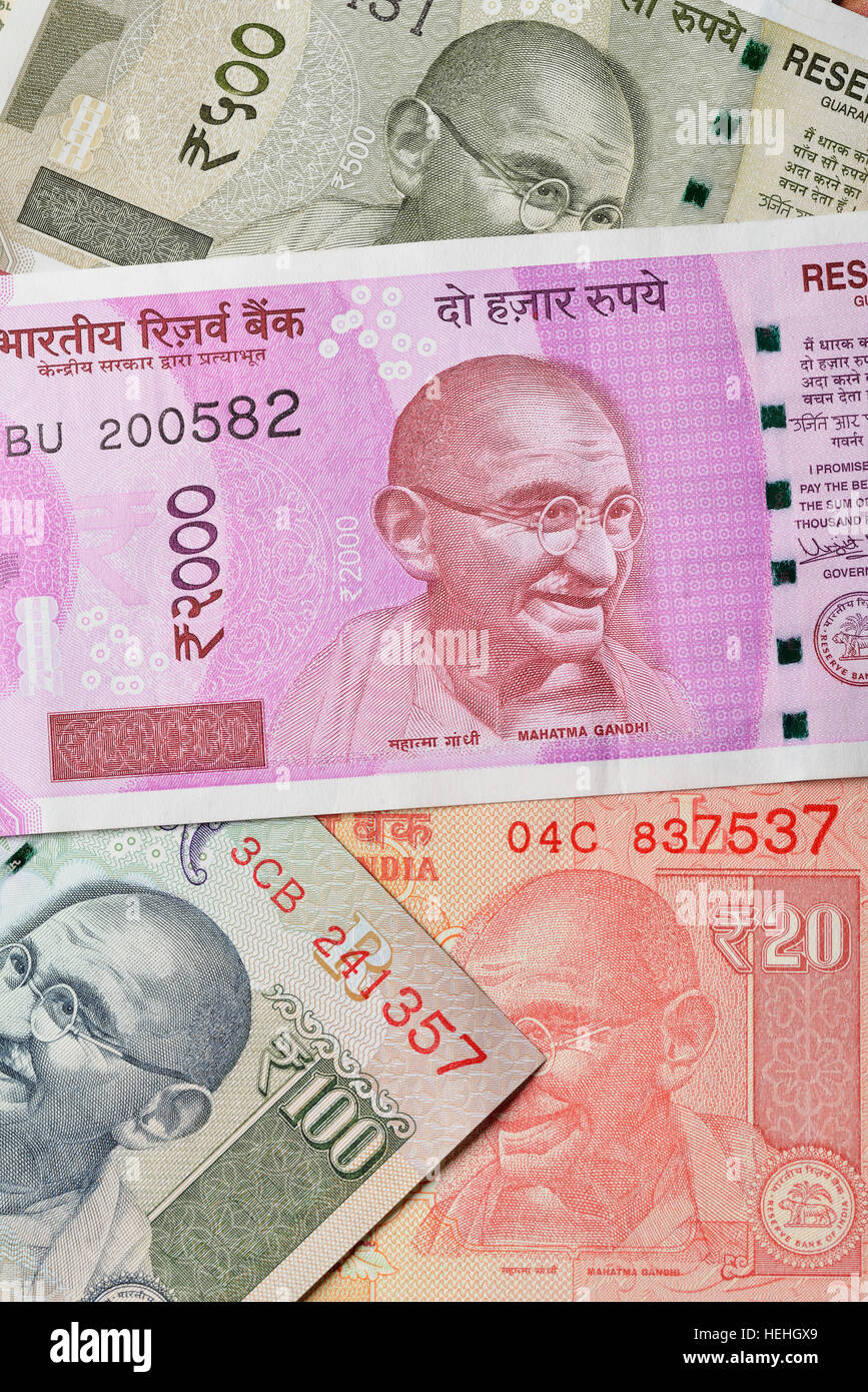 Close up di valute indiano girato in studio Foto Stock