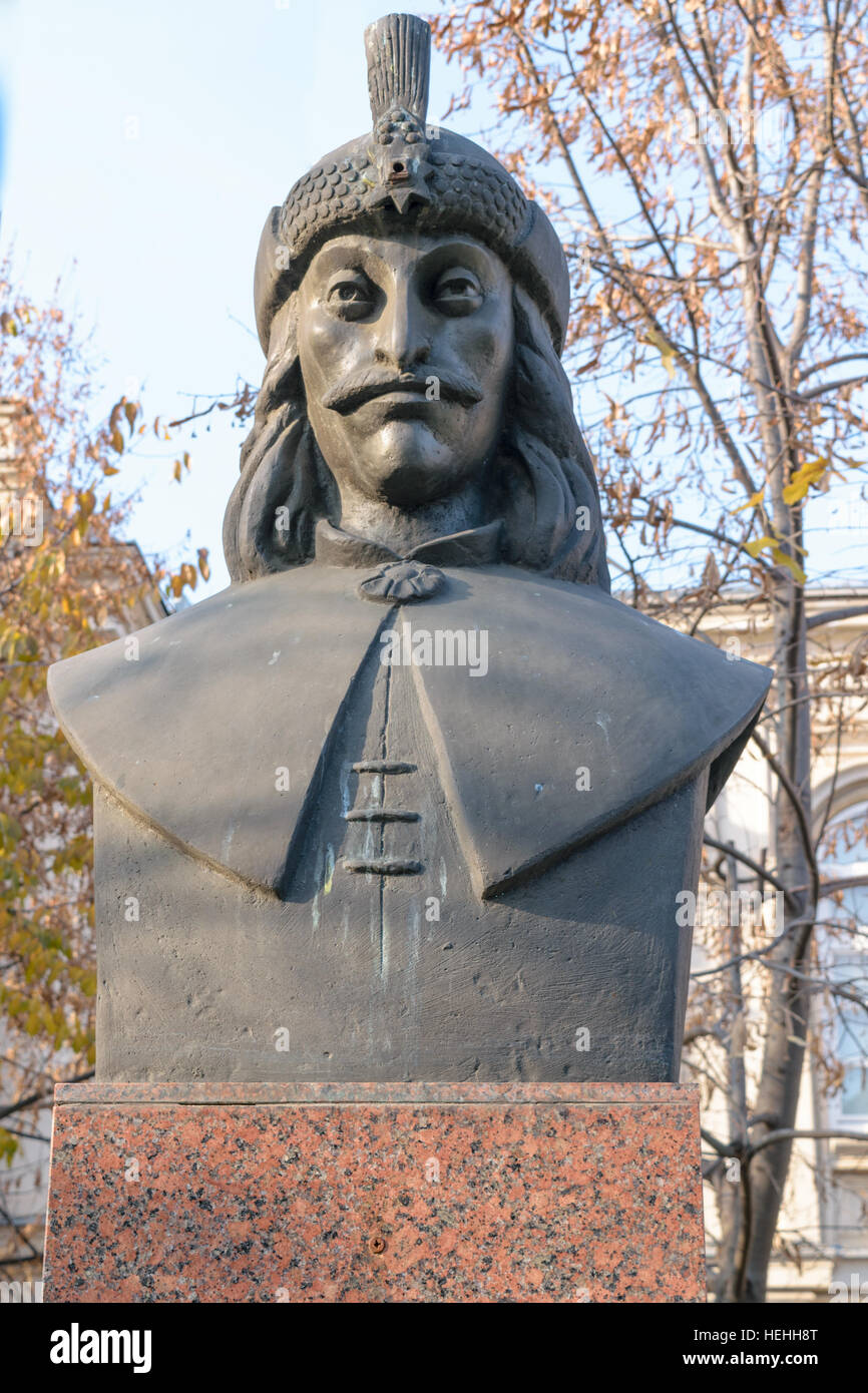 Vlad Tepes busto statua anche sapere come Dracul Dracula Foto Stock