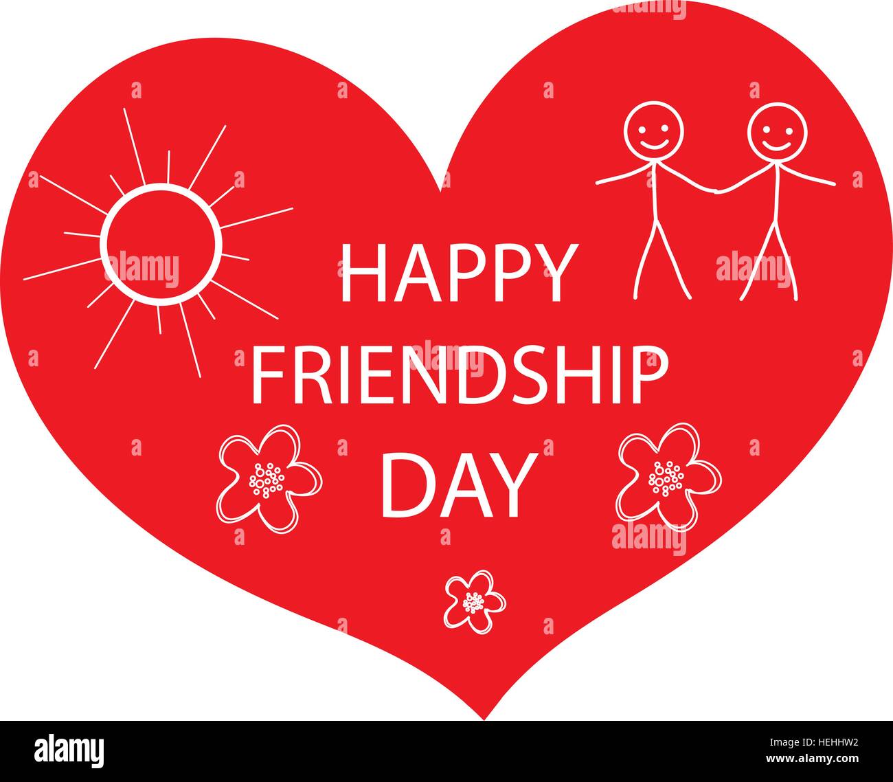 Biglietto di auguri di un felice amicizia giorno. Saluto di cuore il disegno a mano stile. Illustrazione Vettoriale Illustrazione Vettoriale