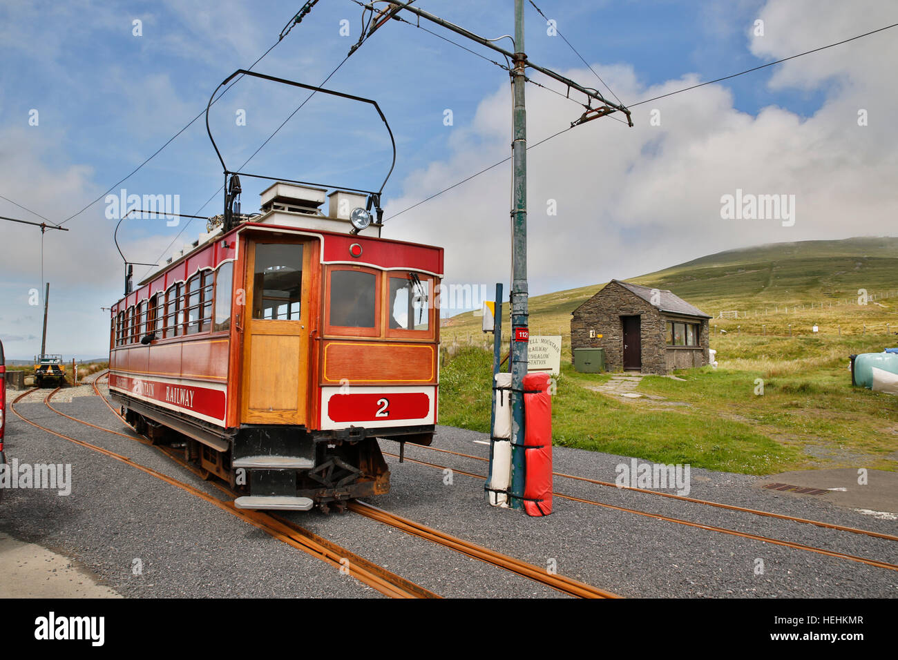 Snaefell; ferrovia elettrica; Isola di Man; Regno Unito Foto Stock