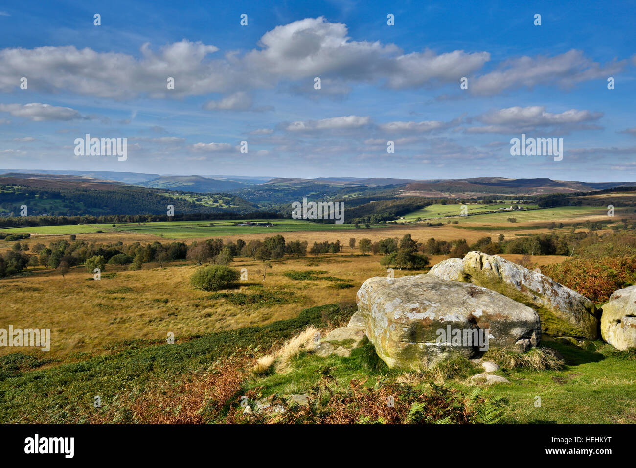 Bianco bordo; vista; Peak District; Regno Unito Foto Stock