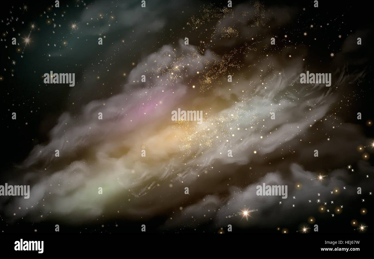 Misty nebula elemento di sfondo celeste, 3d illustrazione Illustrazione Vettoriale