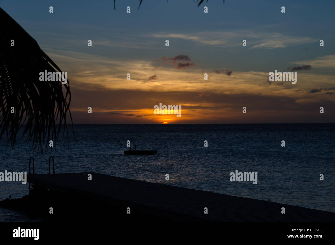 Curacao Porto Mari beach Sunset. Nel tardo pomeriggio nei Caraibi Foto Stock