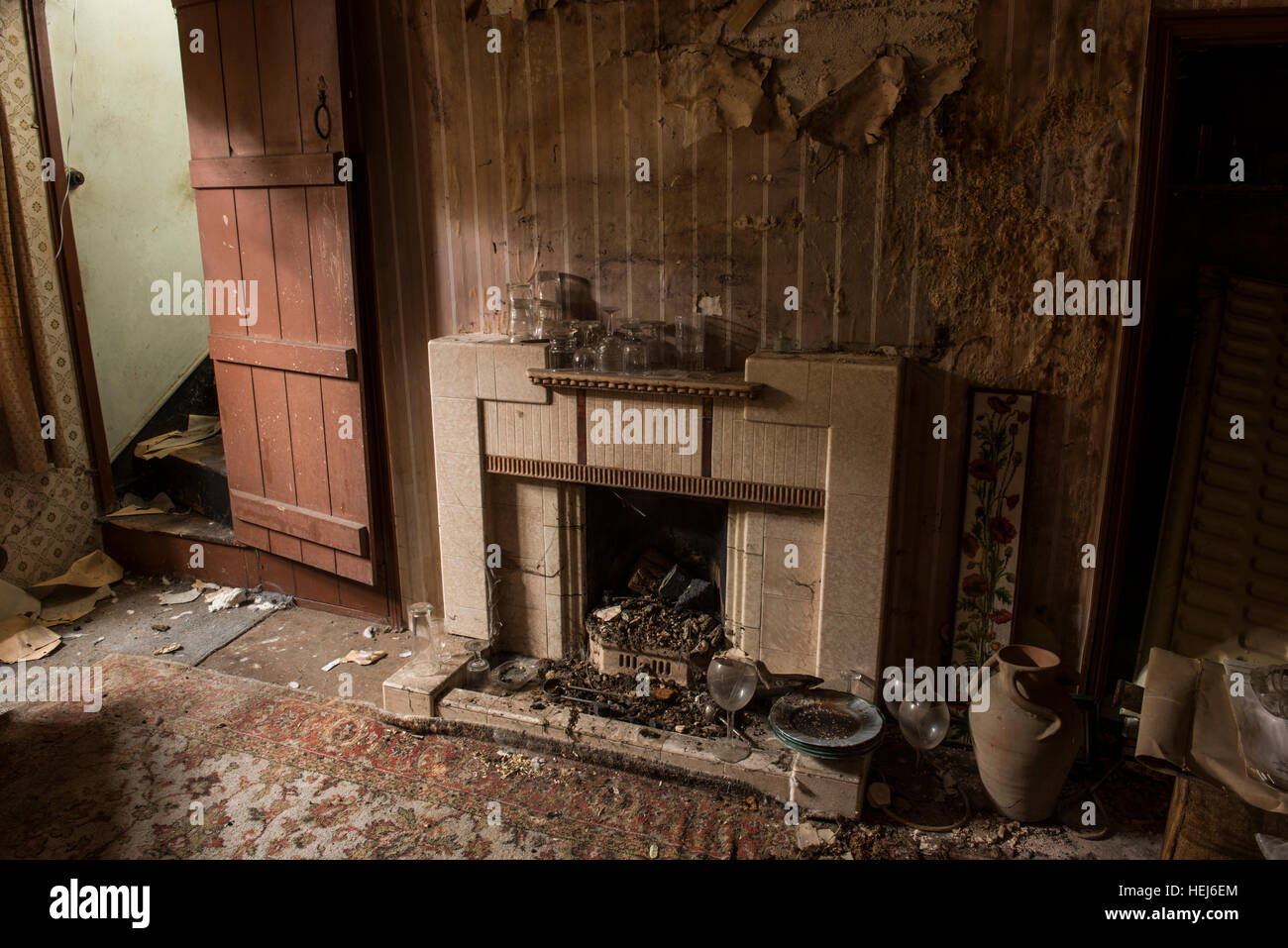 Un abbandonate e casa con una piccola azienda entro bury, Norfolk, Regno Unito Foto Stock