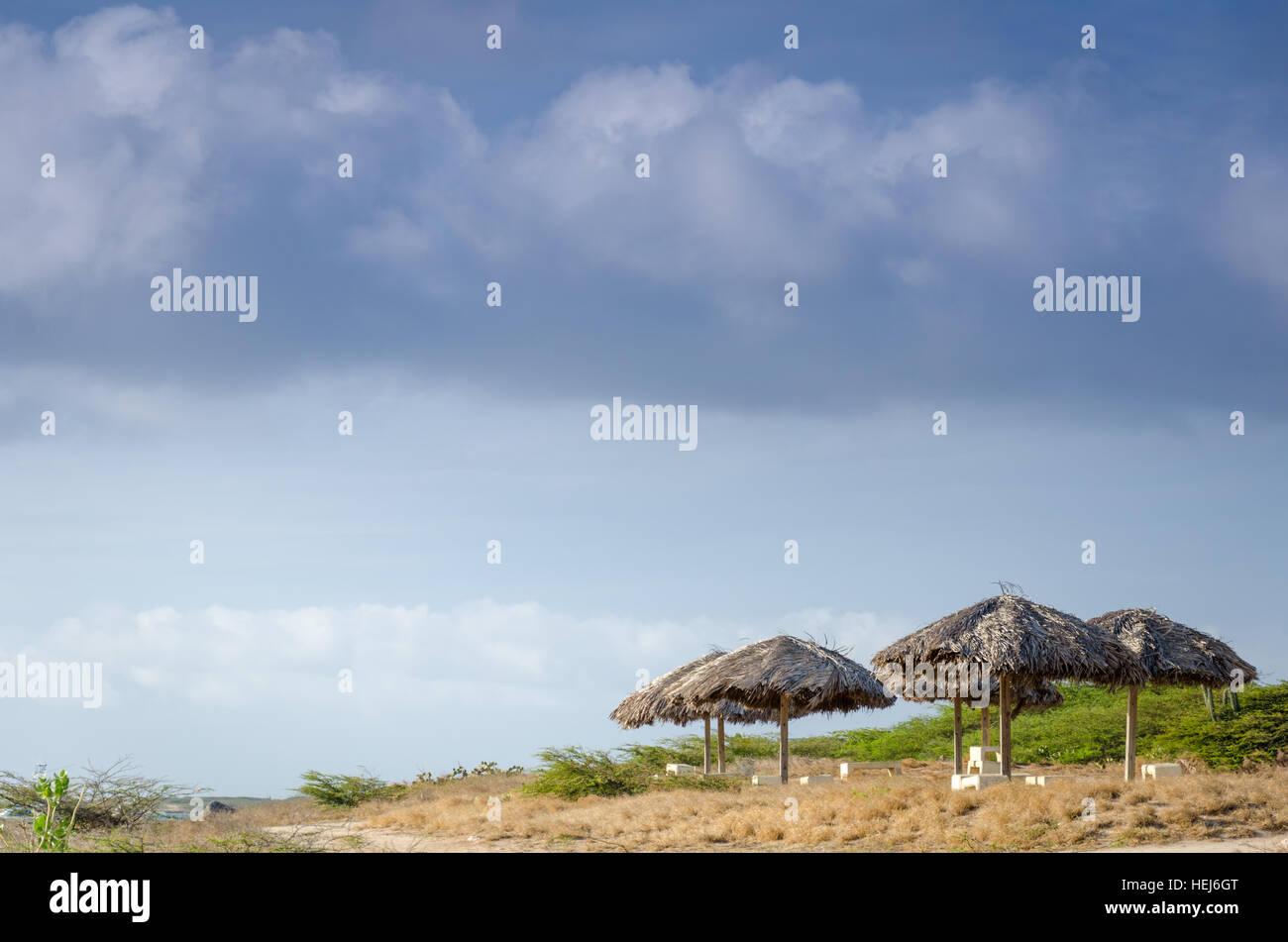 Area di sosta presso la spiaggia di Aruba isola dei Caraibi Foto Stock