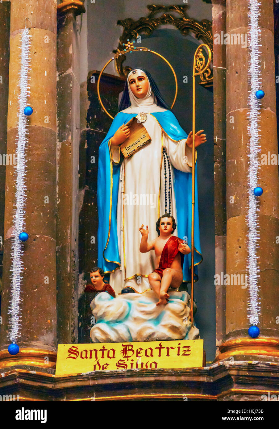 Saint Beatrice statua fondatore ordine Convento Immacolata Concezione le Monache di San Miguel De Allende, Messico. Foto Stock