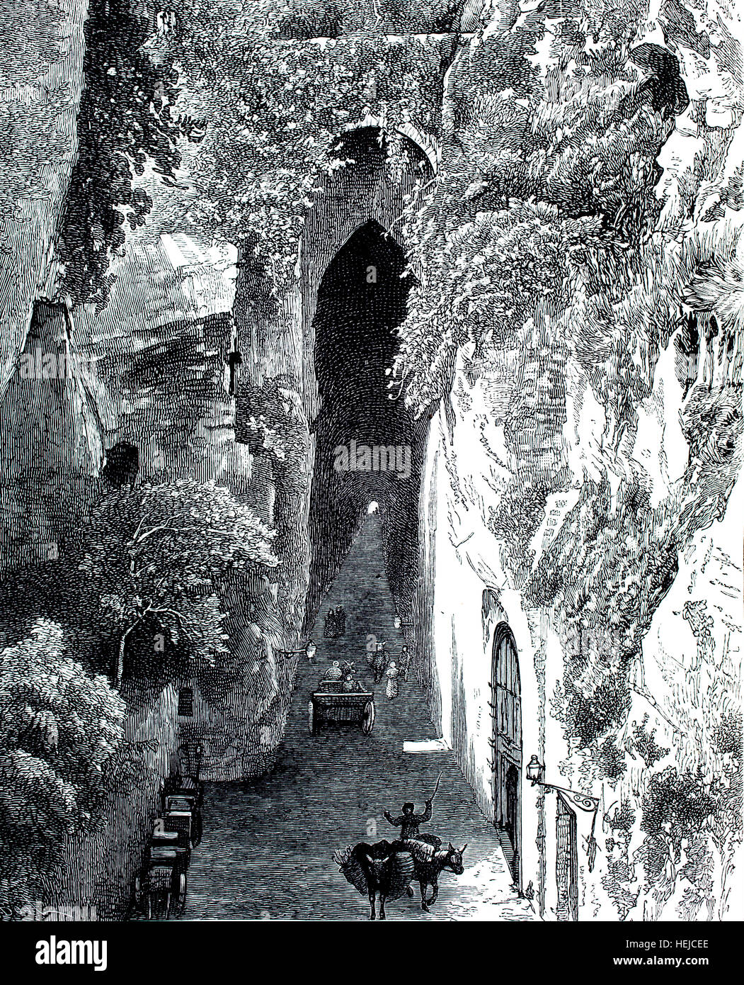 Pied Grotta, Napoli, 1880, illustrazione da 1884 Chatterbox settimanale per bambini: carta Foto Stock