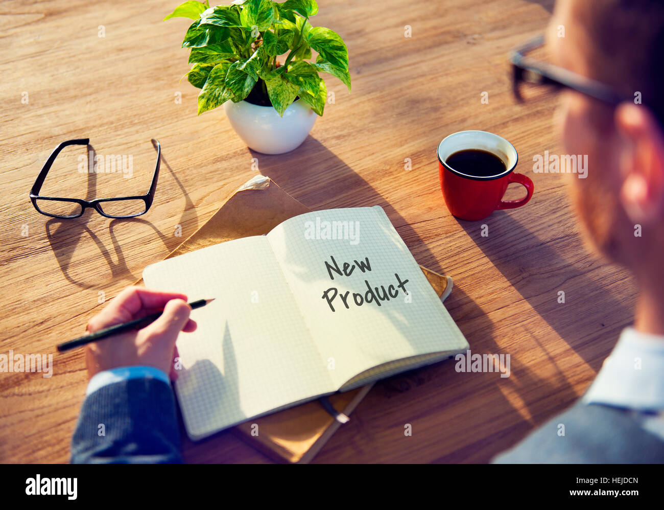 Il lancio di un nuovo prodotto di ricerca di mercato il concetto di branding Foto Stock