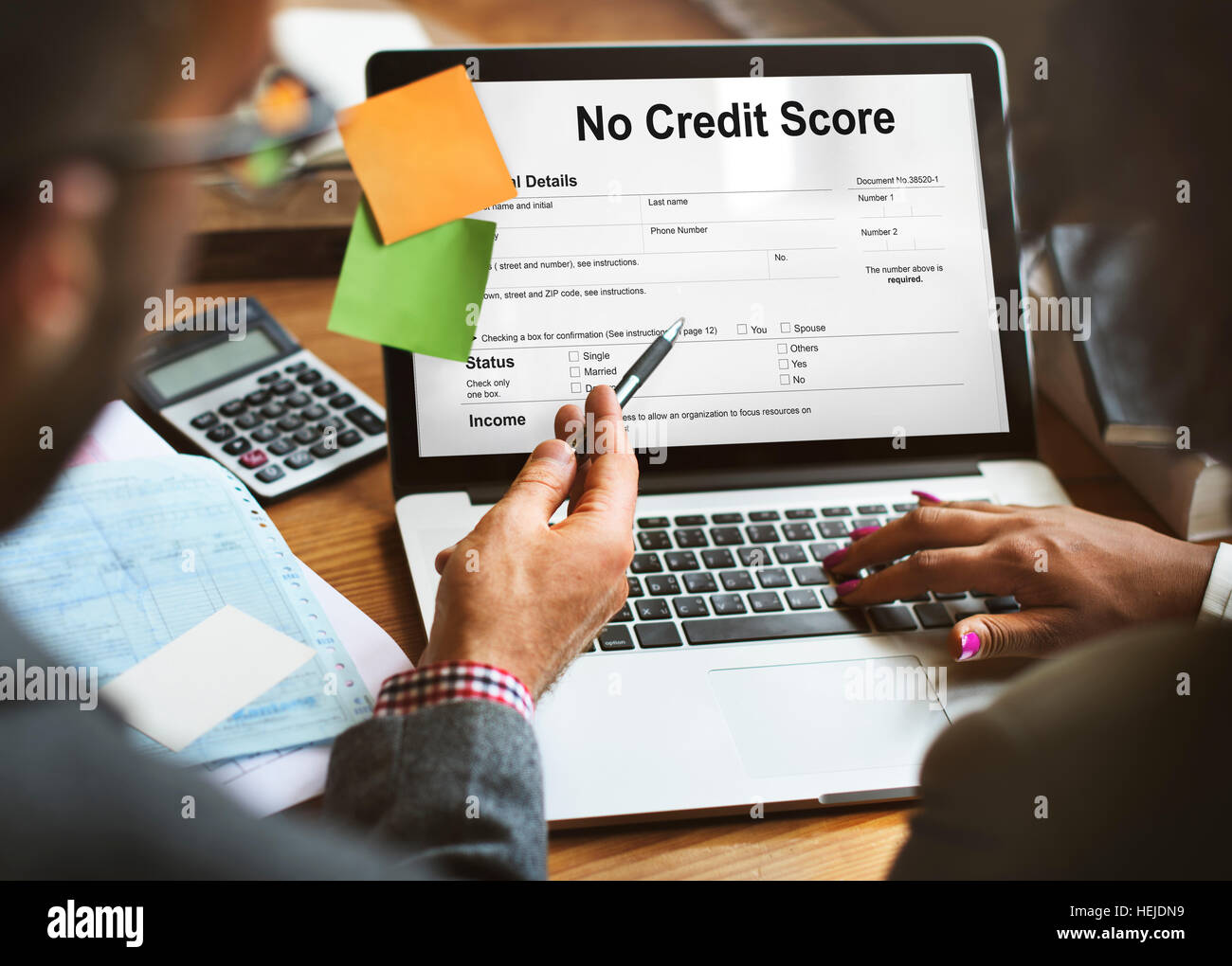 Nessun punteggio di credito debito concetto nega Foto Stock