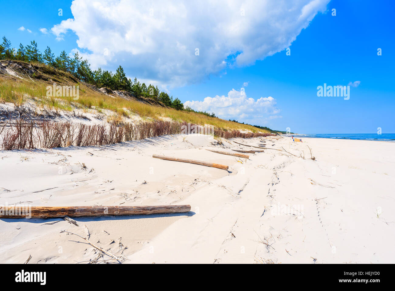 Spiaggia di sabbia nel villaggio Lubiatowo, Mar Baltico, Polonia Foto Stock