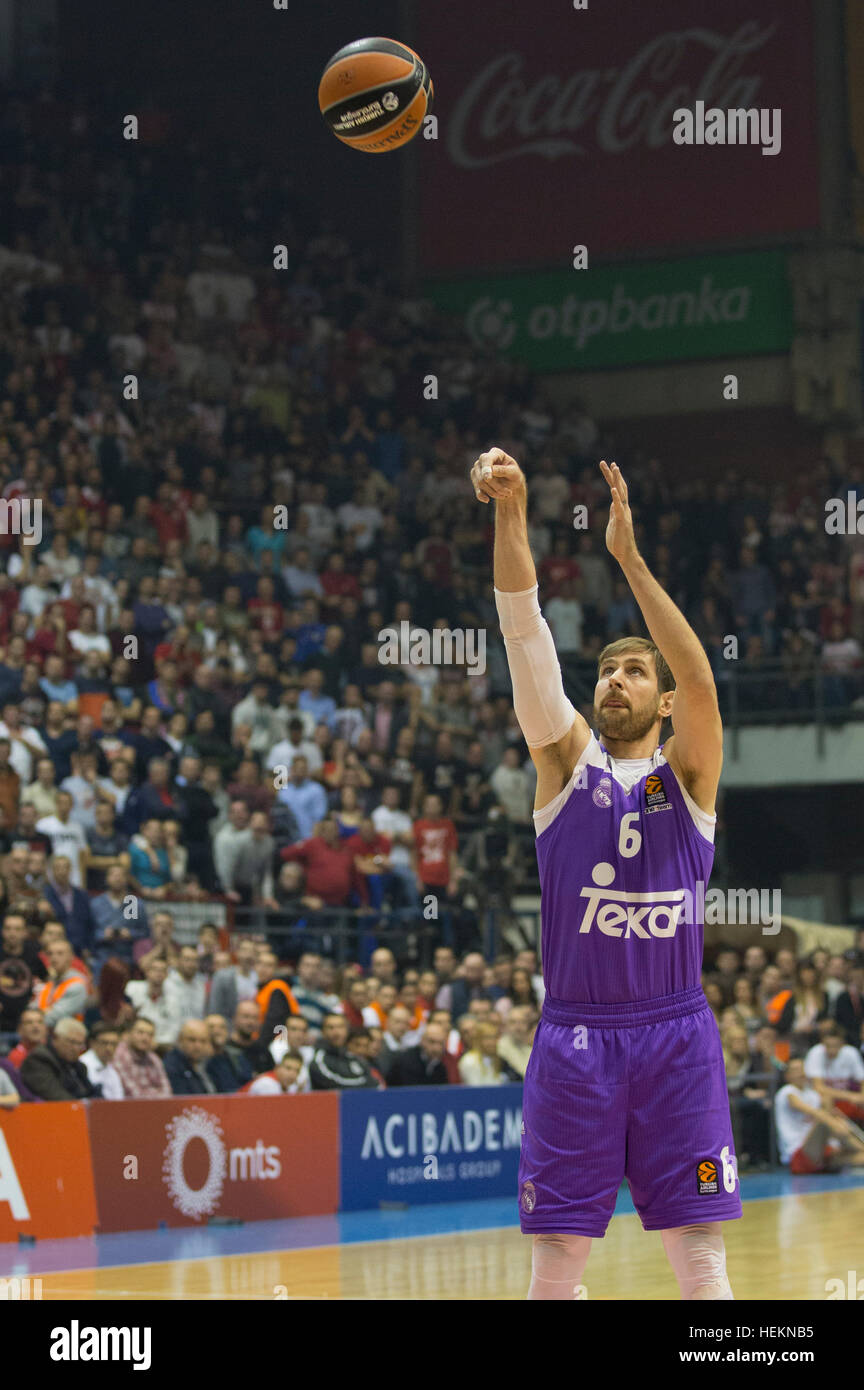 A Belgrado, in Serbia. 22 Dicembre 2016: Andres Nocioni del Real Madrid in azione durante il 2016/2017 Turkish Airlines Eurolega Regular Season Round 14 gioco tra Crvena Zvezda Belgrado MTS e Real Madrid Aleksandar Nikolic il 22 dicembre 2016 in Serbia, a Belgrado. © Nikola Krstic/Alamy Live News Foto Stock