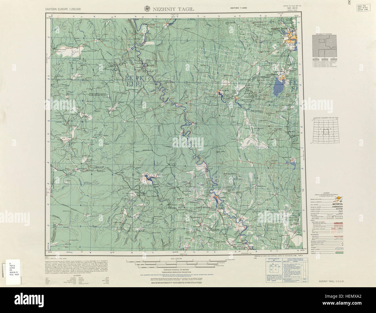 Urss mappa n. 40-9 Nizhniy Tagil Foto Stock