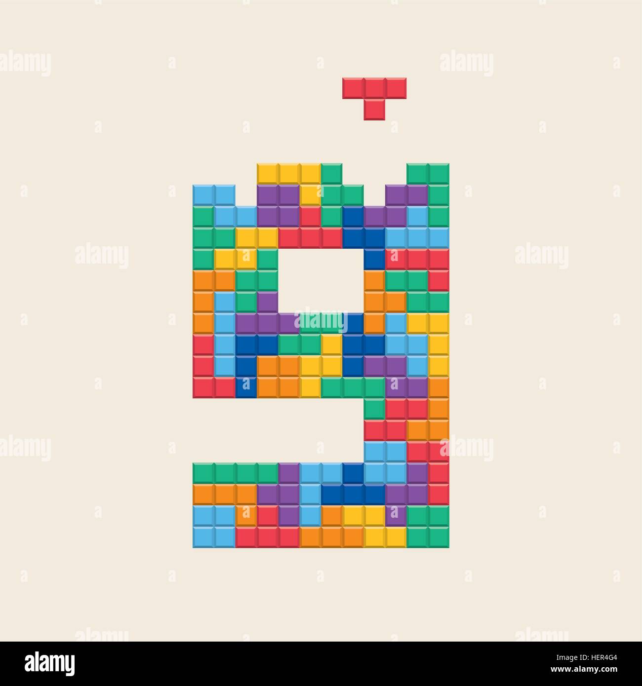 Logo numero 1', video gioco stile di pixel. Vettore modificabile design.9' Illustrazione Vettoriale