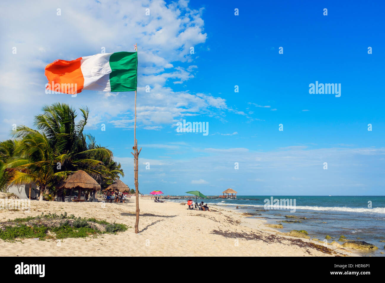 Spiaggia di scena a Riviera Maya, Playa del Carmen, vicino a Cancun, Messico Foto Stock