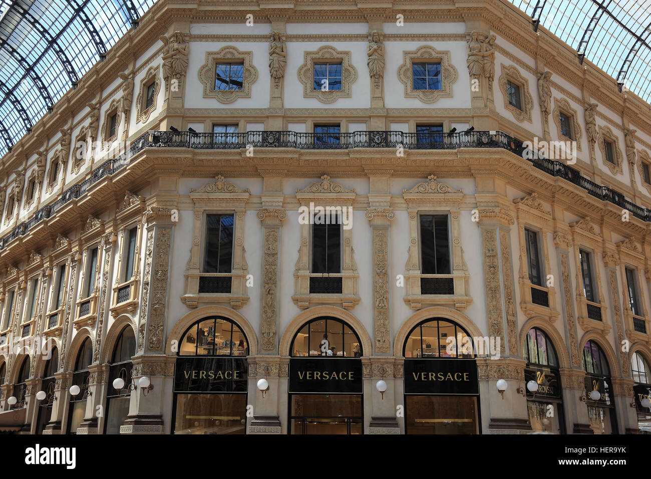 Italien, Stadt Mailand, Stadtzentrum, die Galleria Vittorio Emanuele II, Einkaufszentrum, Versace Laden Foto Stock