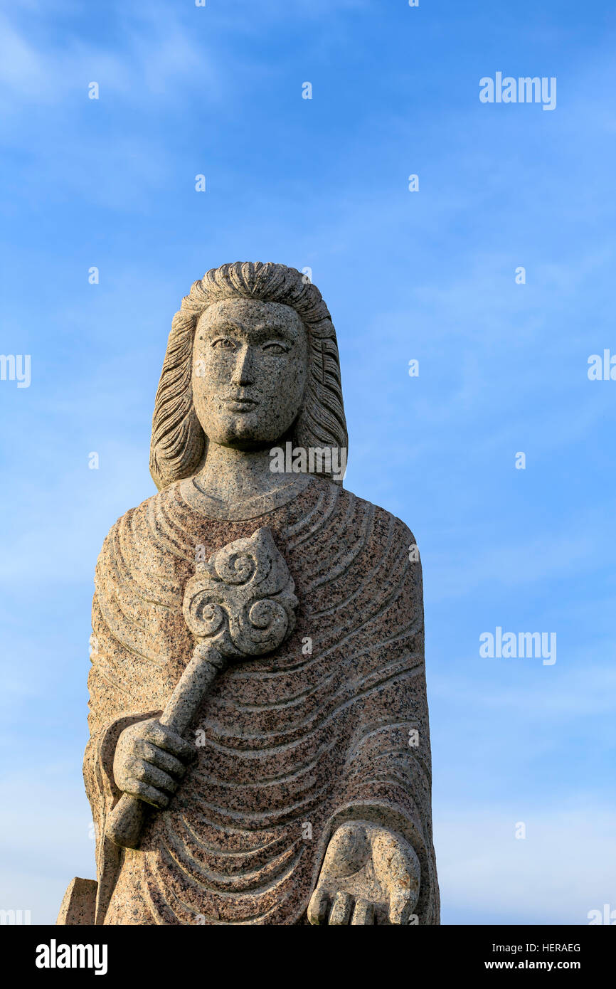 Europa, Frankreich, Bretagne, Carnoët, "La Vallée des Saints' statua "Eflamm' Foto Stock