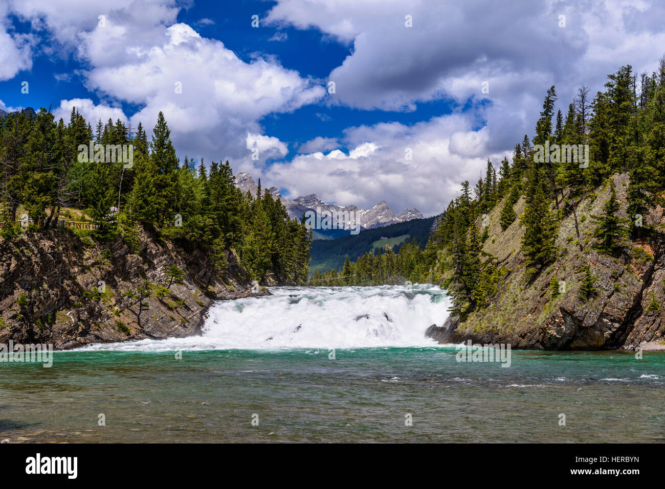 Kanada, Alberta, il Parco Nazionale di Banff, Banff, Fiume Bow Valley, cade di prua Foto Stock