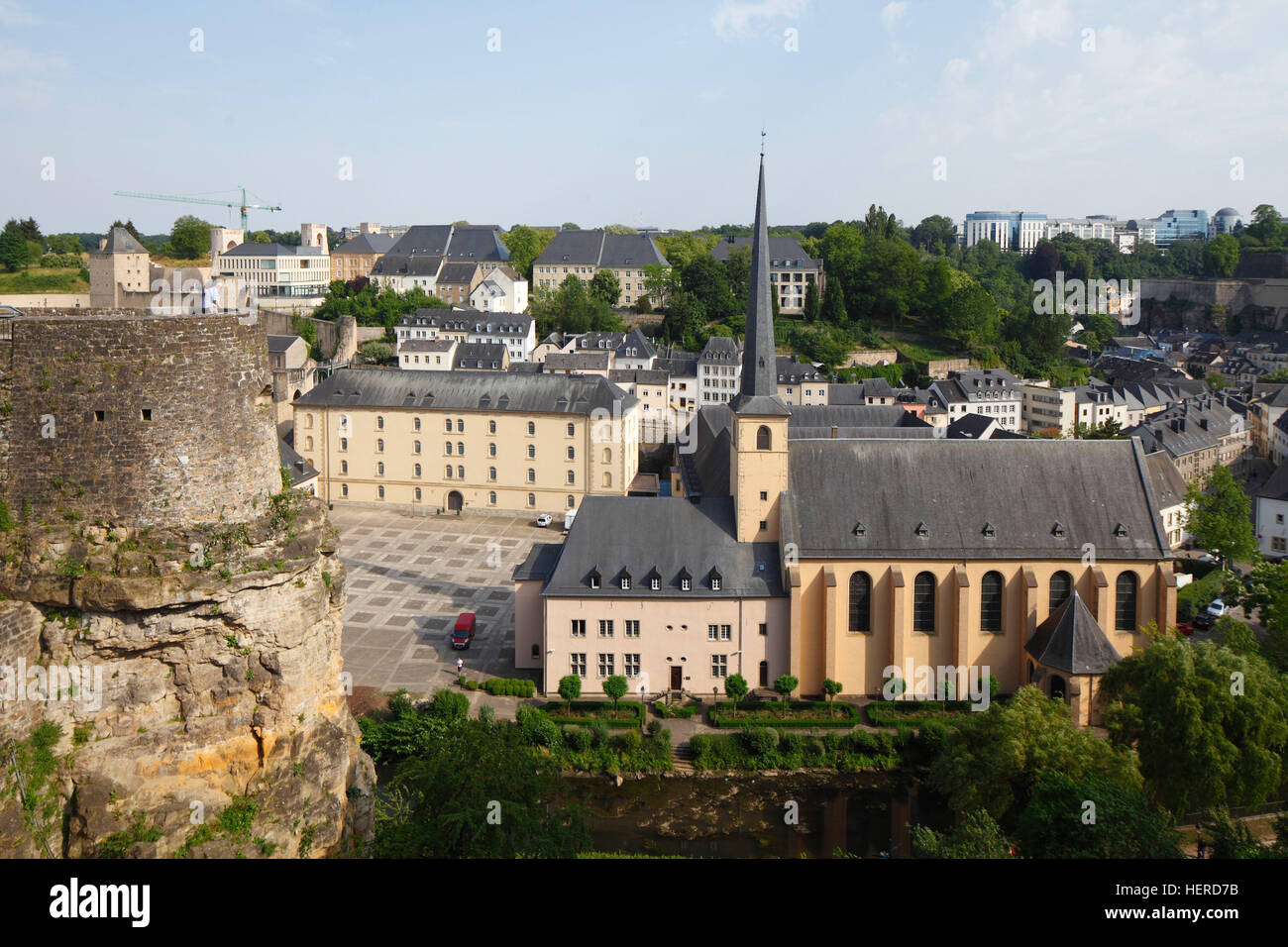 Abtei NeumÃ¼nster, Kirche di Kloster, Kulturzentrum, Unterstadt Grund, Luxemburg-Stadt, Lussemburgo, Foto Stock