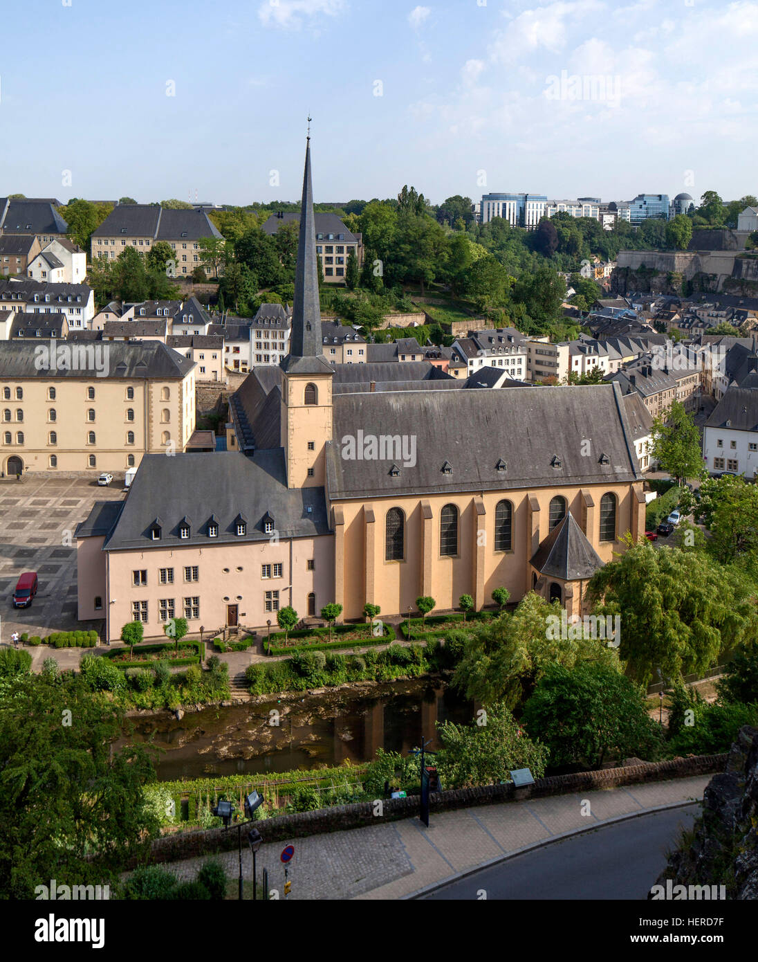 Abtei NeumÃ¼nster, Kirche di Kloster, Kulturzentrum, Unterstadt Grund, Luxemburg-Stadt, Lussemburgo, Foto Stock