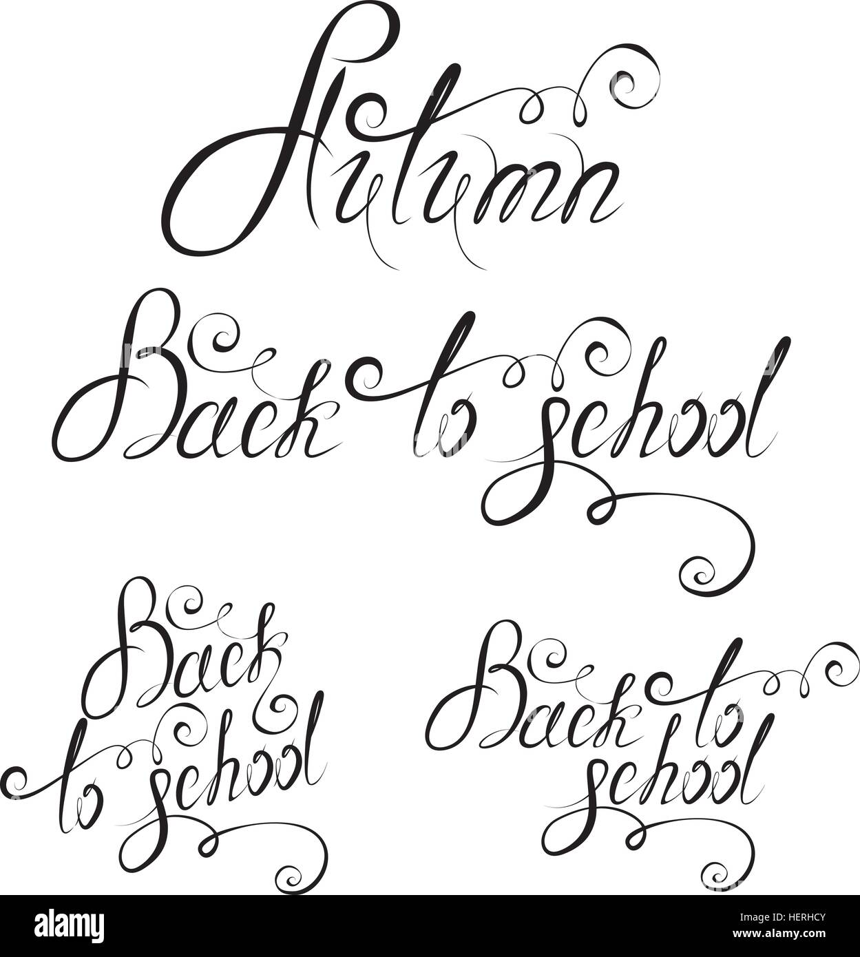 Si torna a scuola, l'autunno. Sfondo tipografici. La calligrafia fatti a mano. Illustrazione Vettoriale
