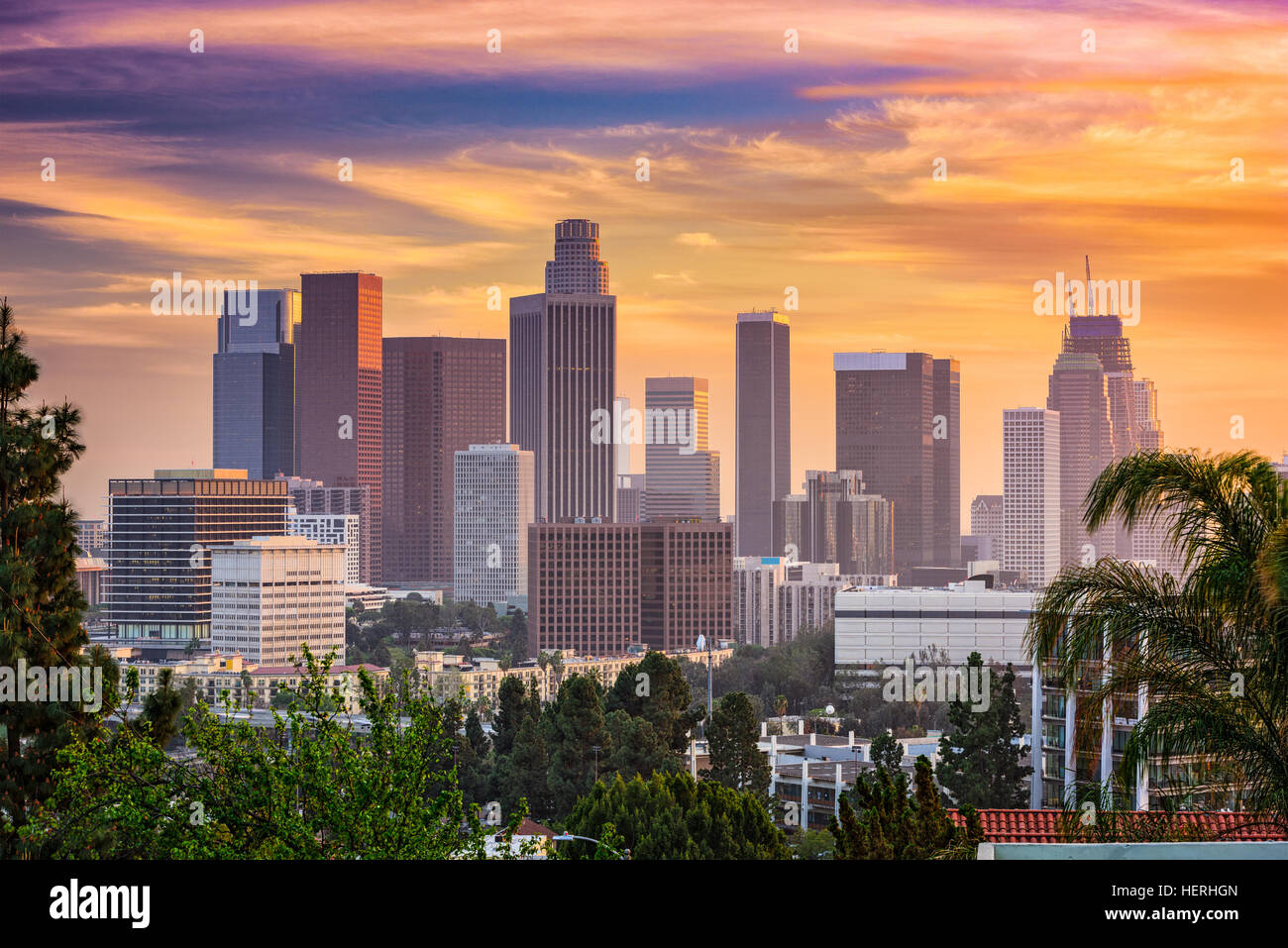 Los Angeles, California, Stati Uniti d'America skyline del centro. Foto Stock