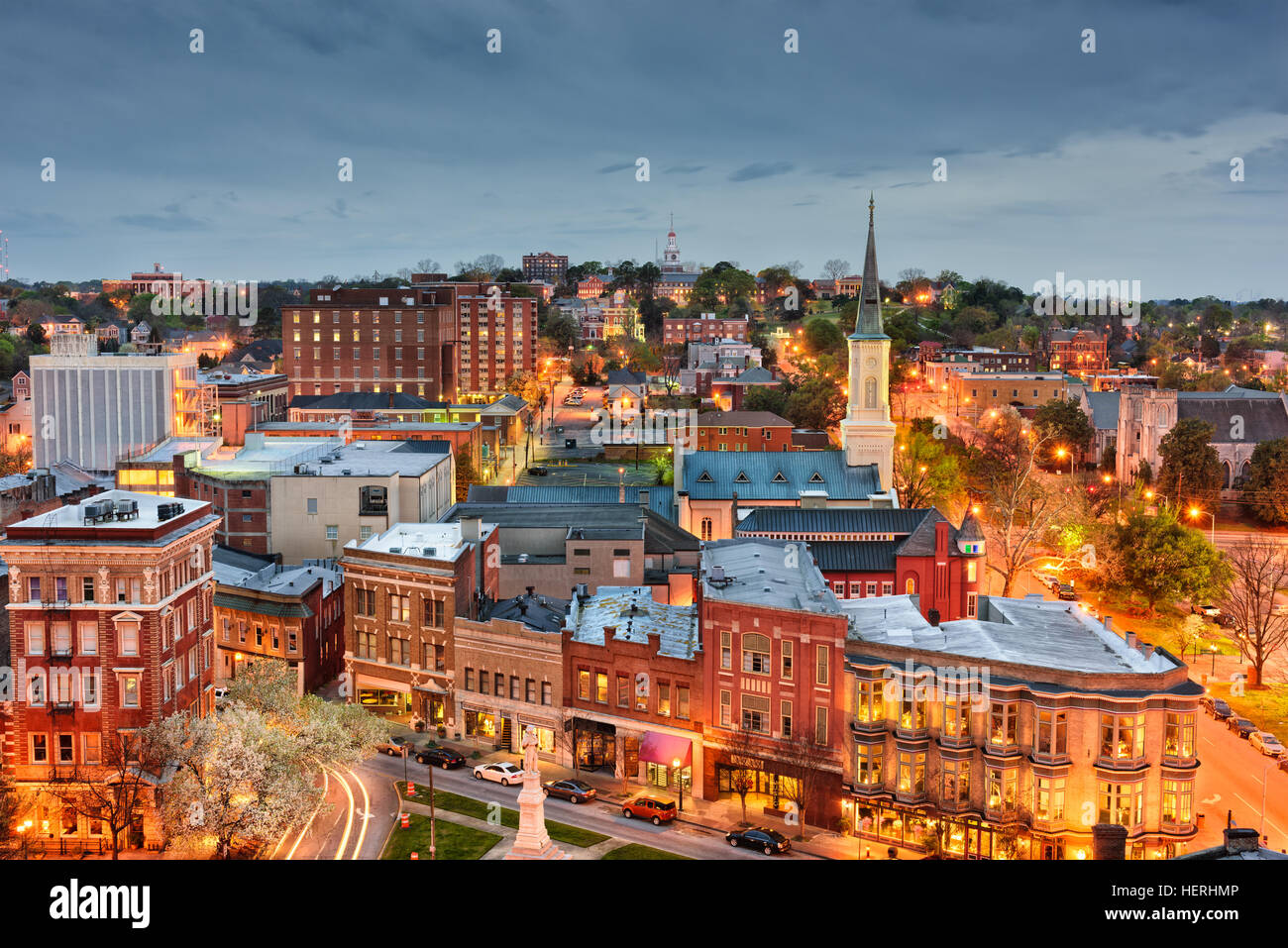 Macon, GEORGIA, STATI UNITI D'AMERICA skyline del centro. Foto Stock