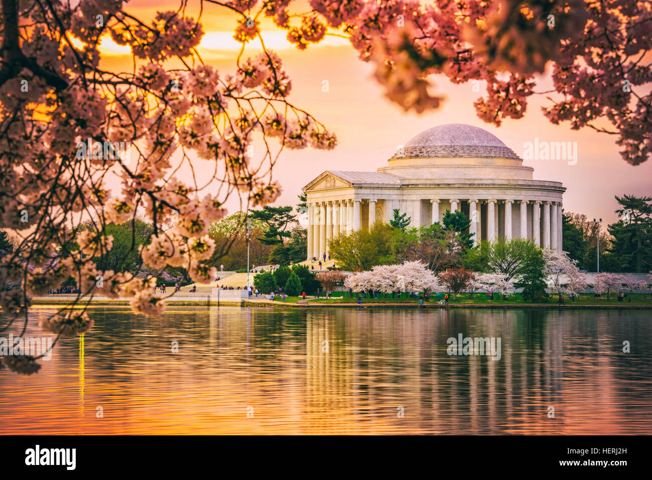 Washington, DC al Jefferson Memorial durante la primavera. Foto Stock