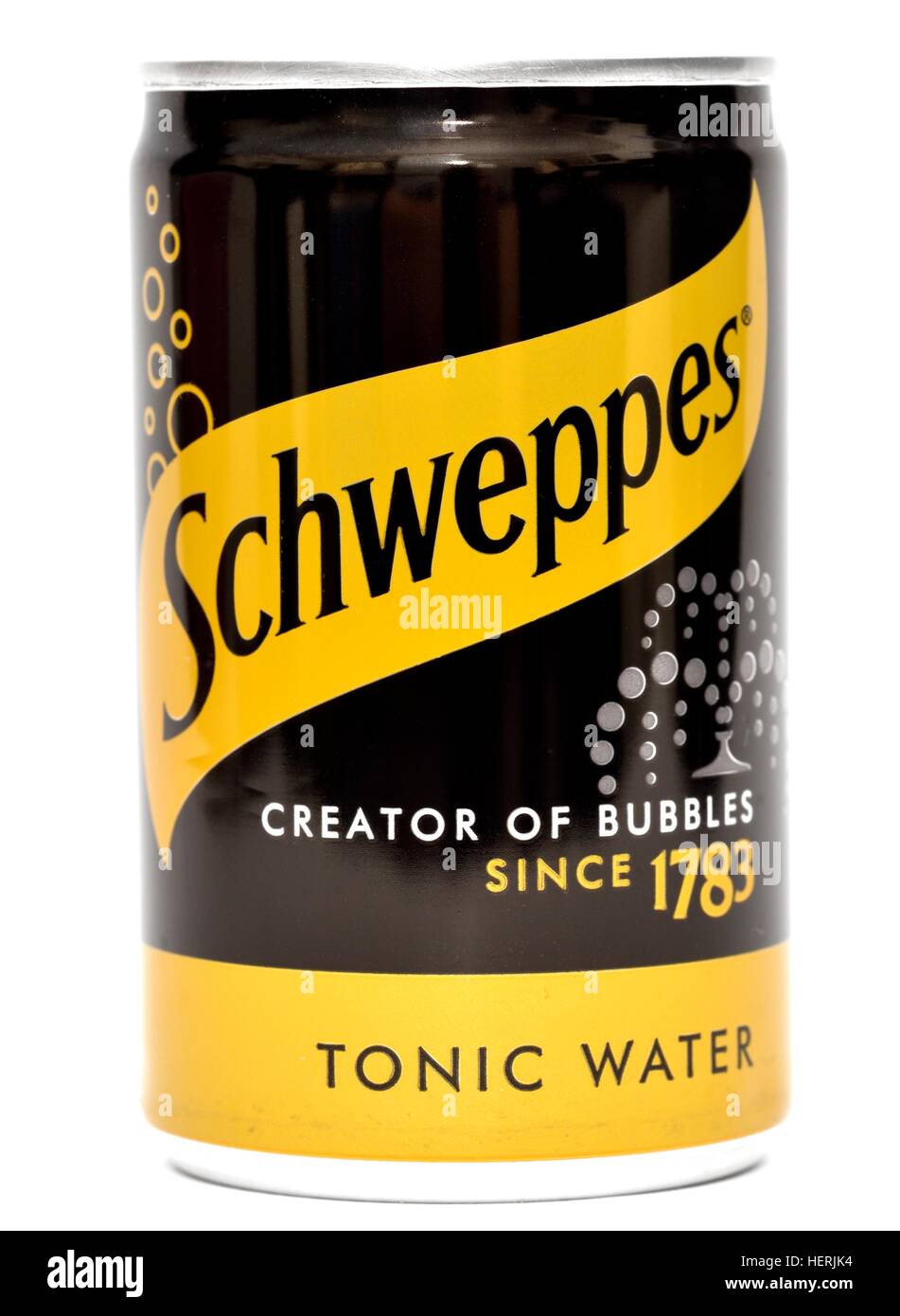 Un può di Schweppes acqua tonica Foto Stock