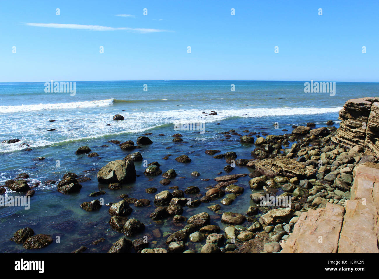 Il Rocky zona intercotidale al punto Loma, a San Diego, California, Stati Uniti d'America Foto Stock