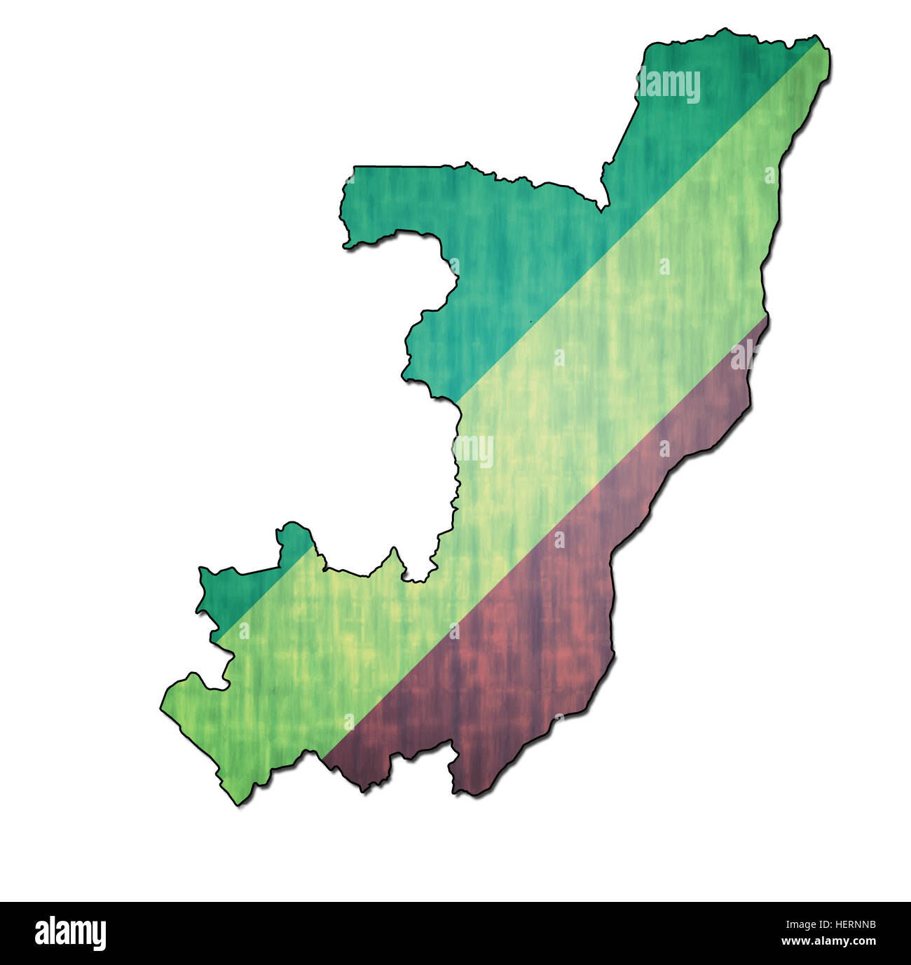 Mappa con la bandiera della Repubblica del congo con i confini nazionali Foto Stock